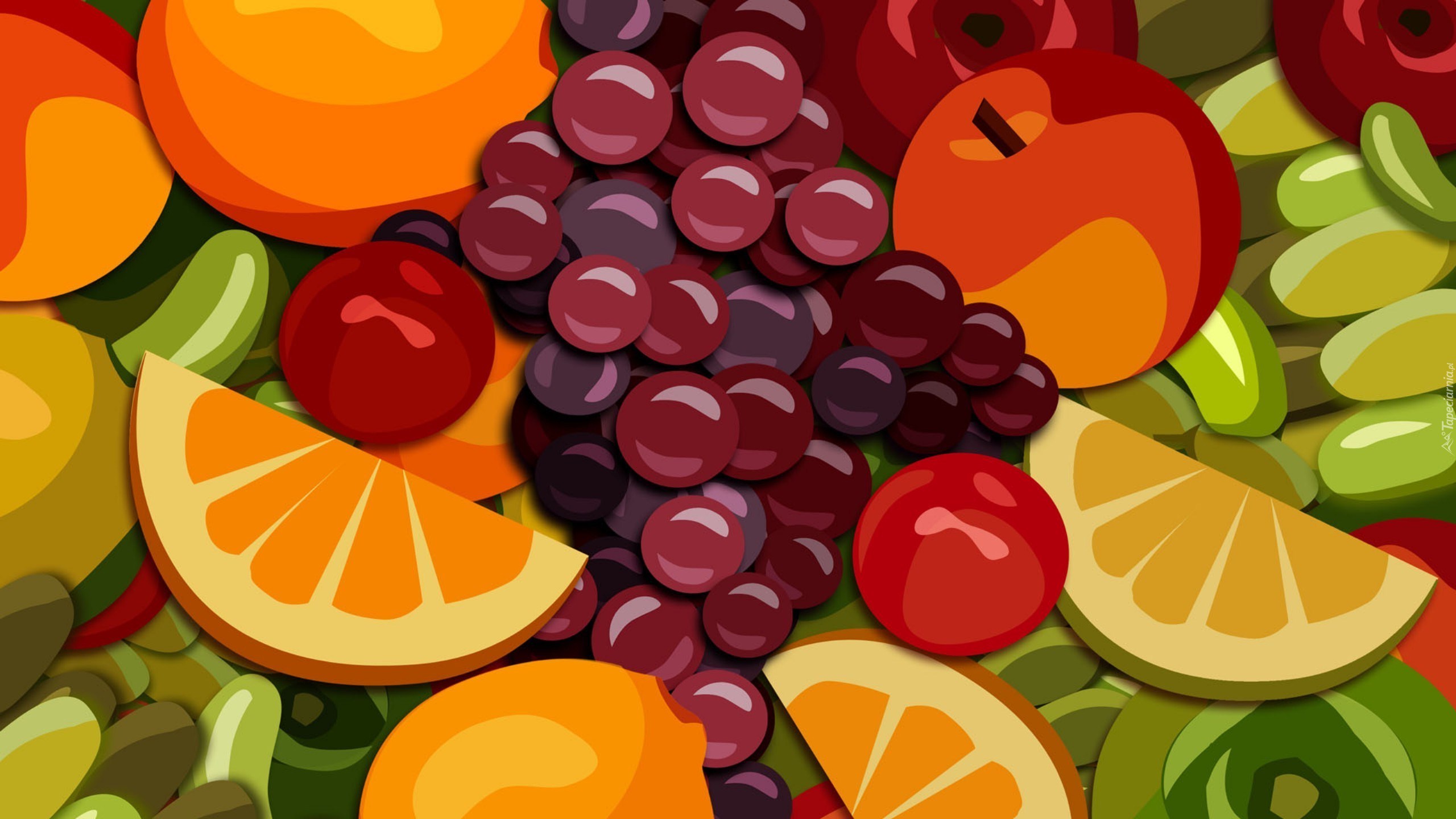 Owoce, Pomarańcze, Winogrona