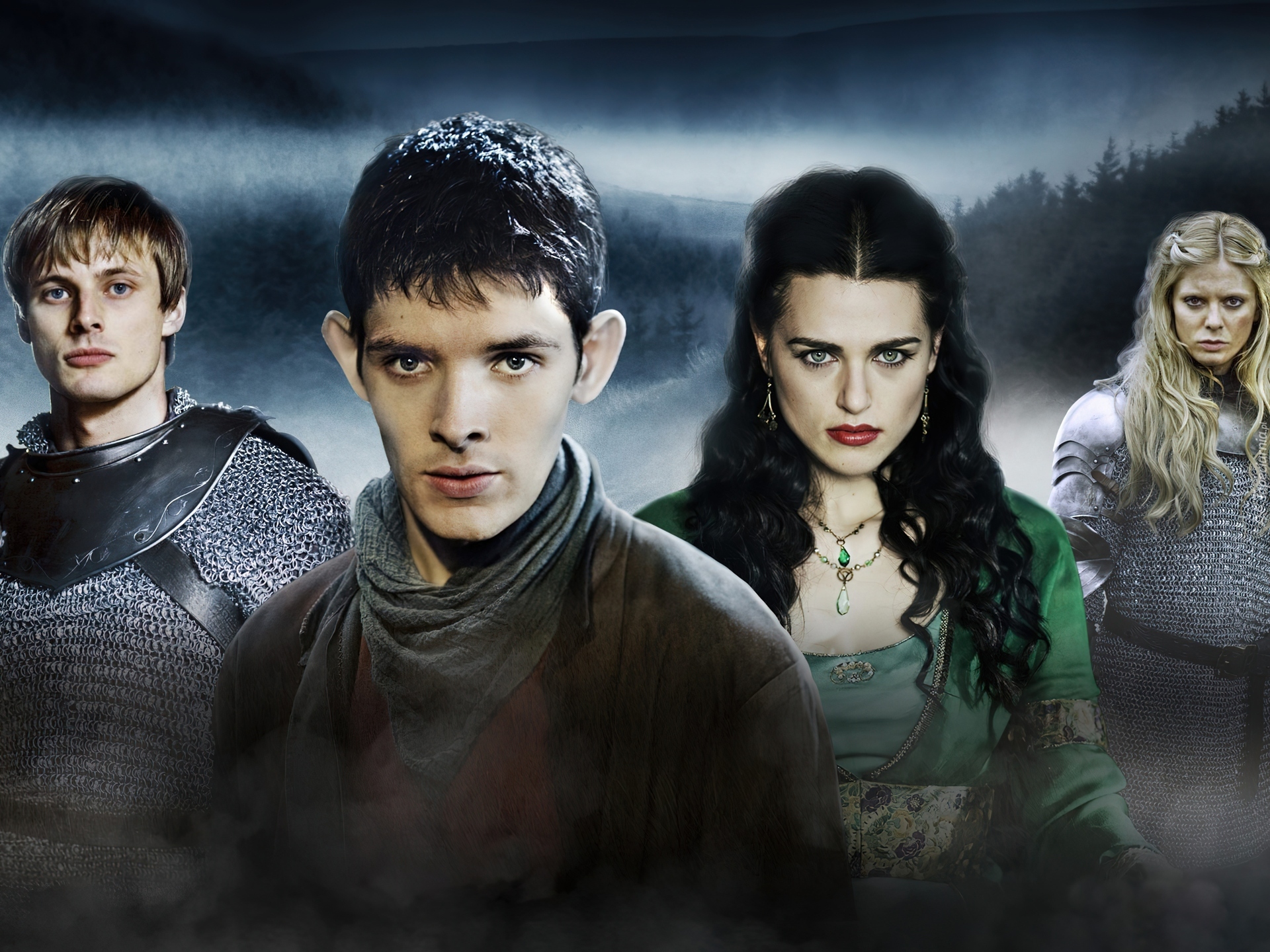 Przygody Merlina, The Adventures of Merlin, Merlin - Colin Morgan, Morgana - Katie McGrath, Arthur - Bradley James, Morgose - Emilia Fox