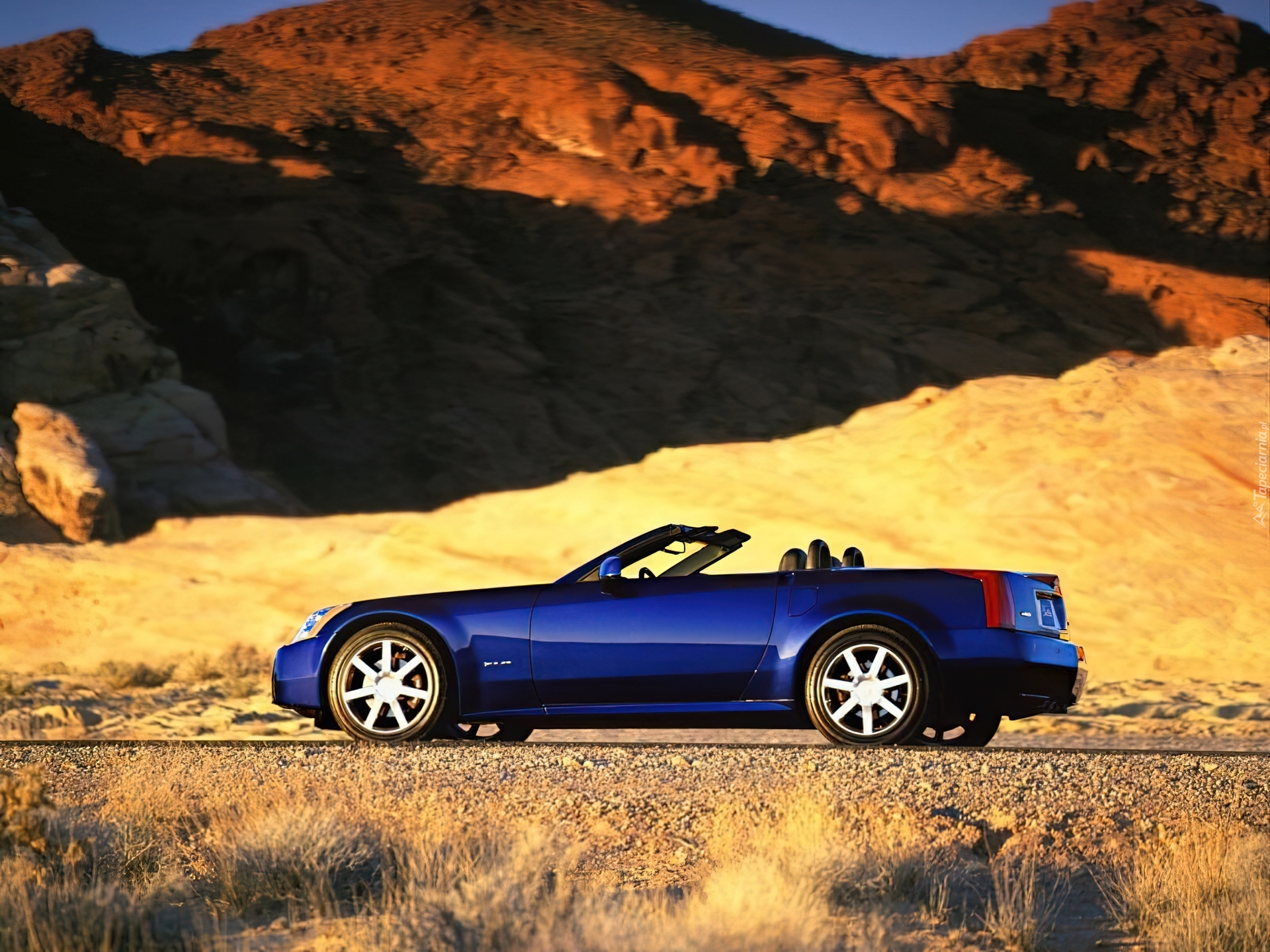 niebieski, Cadillac XLR, Pustynia