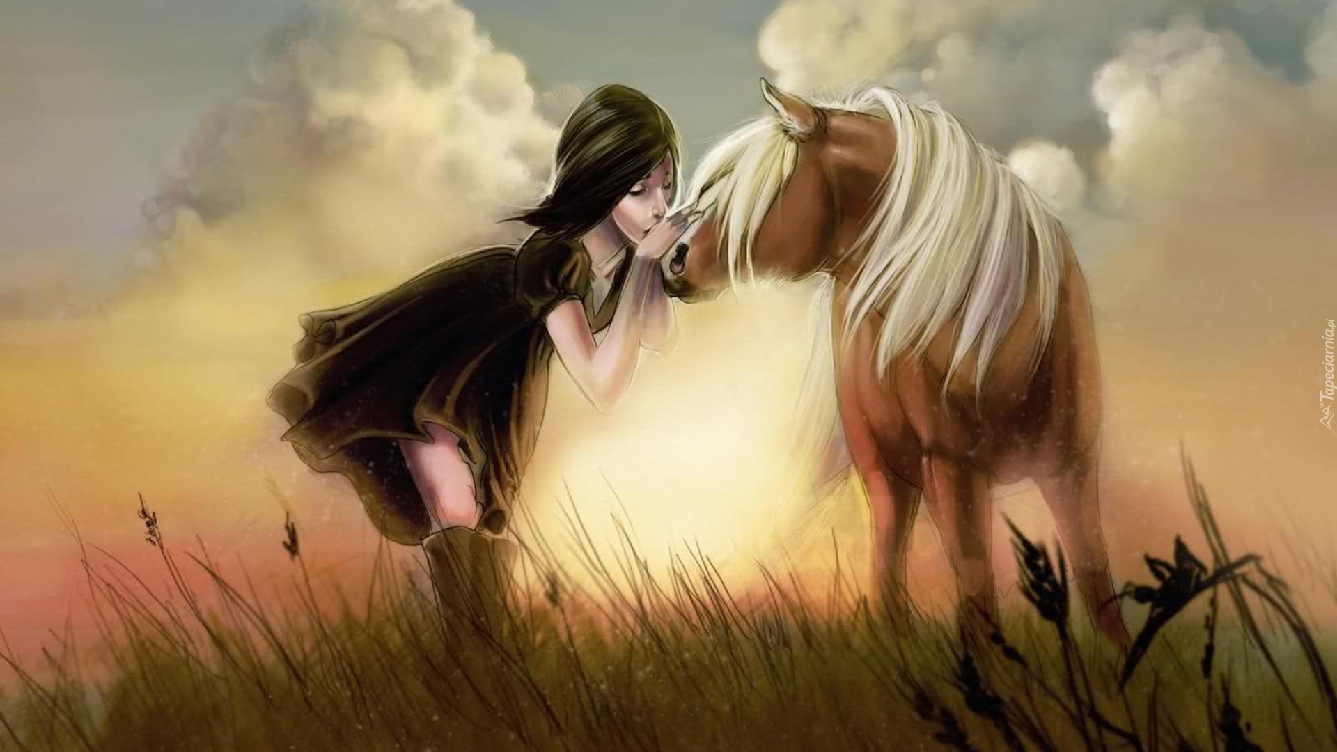 Dziewczyna, Koń, Pocałunek