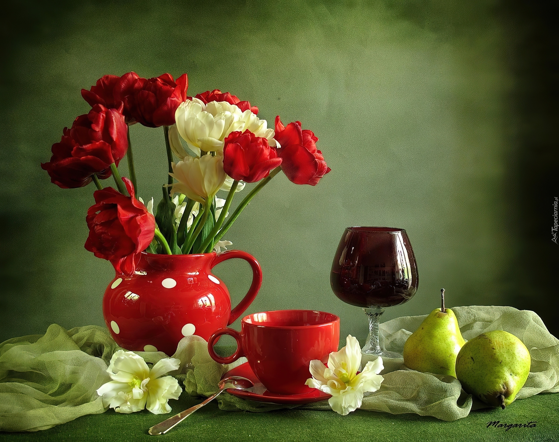 Kwiaty, Tulipany, Czerwone, Wino