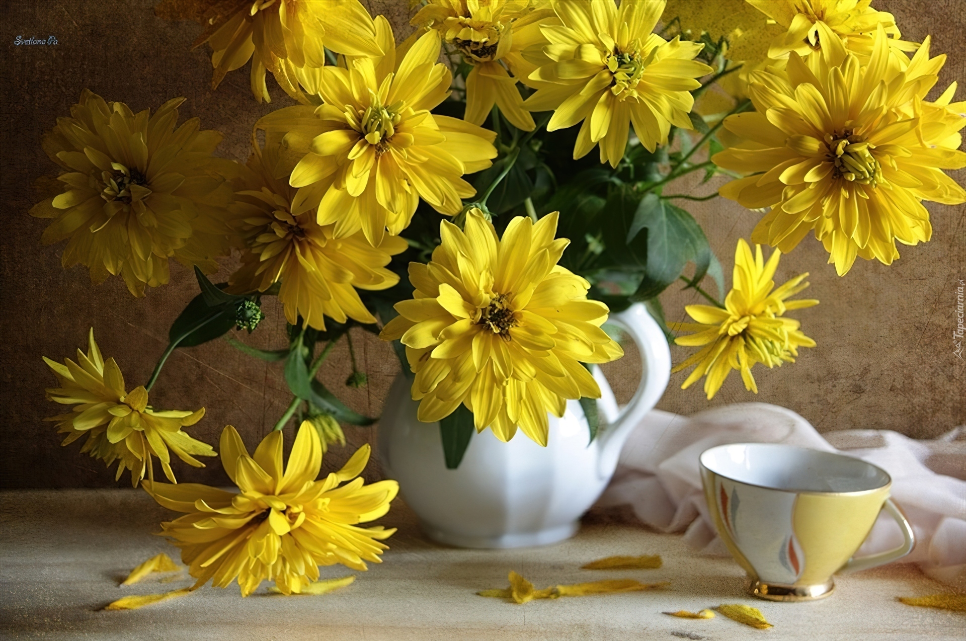 Żółte, Kwiaty, Wazon