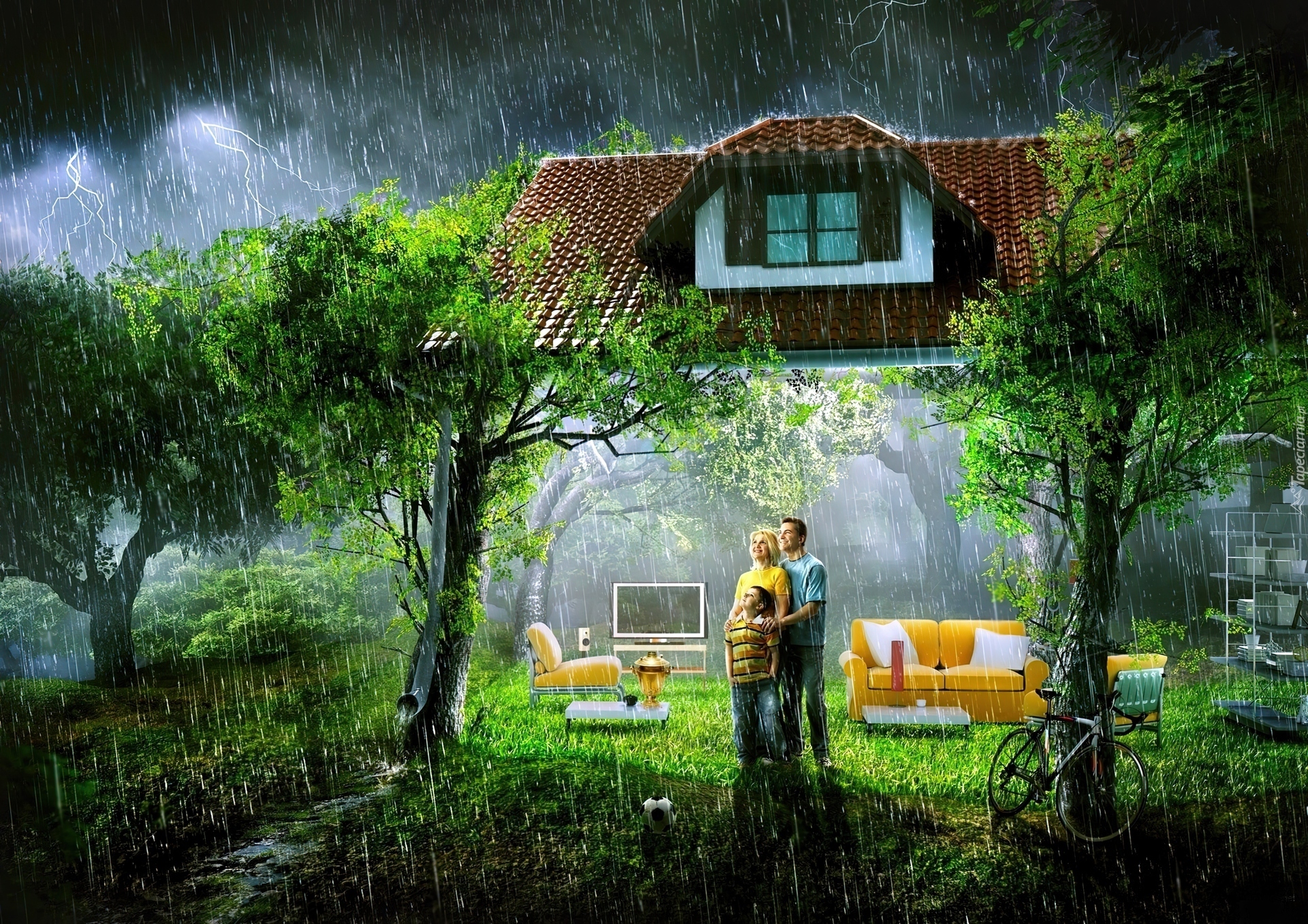 Дома спишемся. Дом на природе. Креативная природа. Дом под дождем. Дождь и домик.