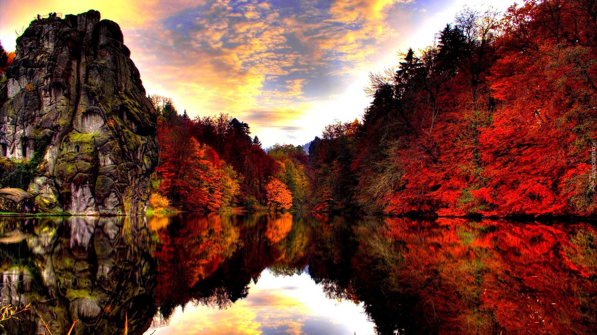 Jesień, Góry, Rzeka, Odbicie, Lustrzane