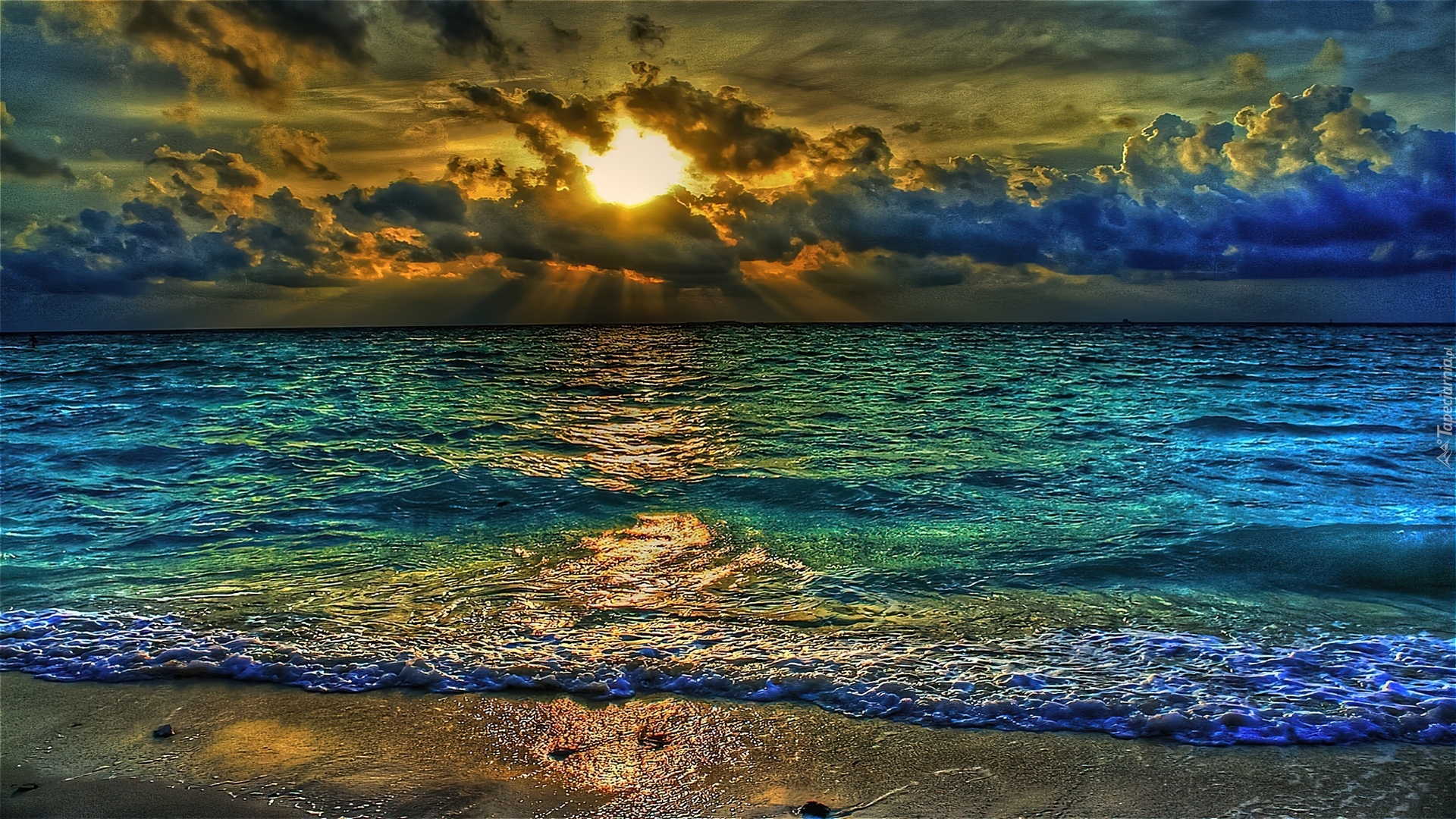 Morze, Plaża, Słońce
