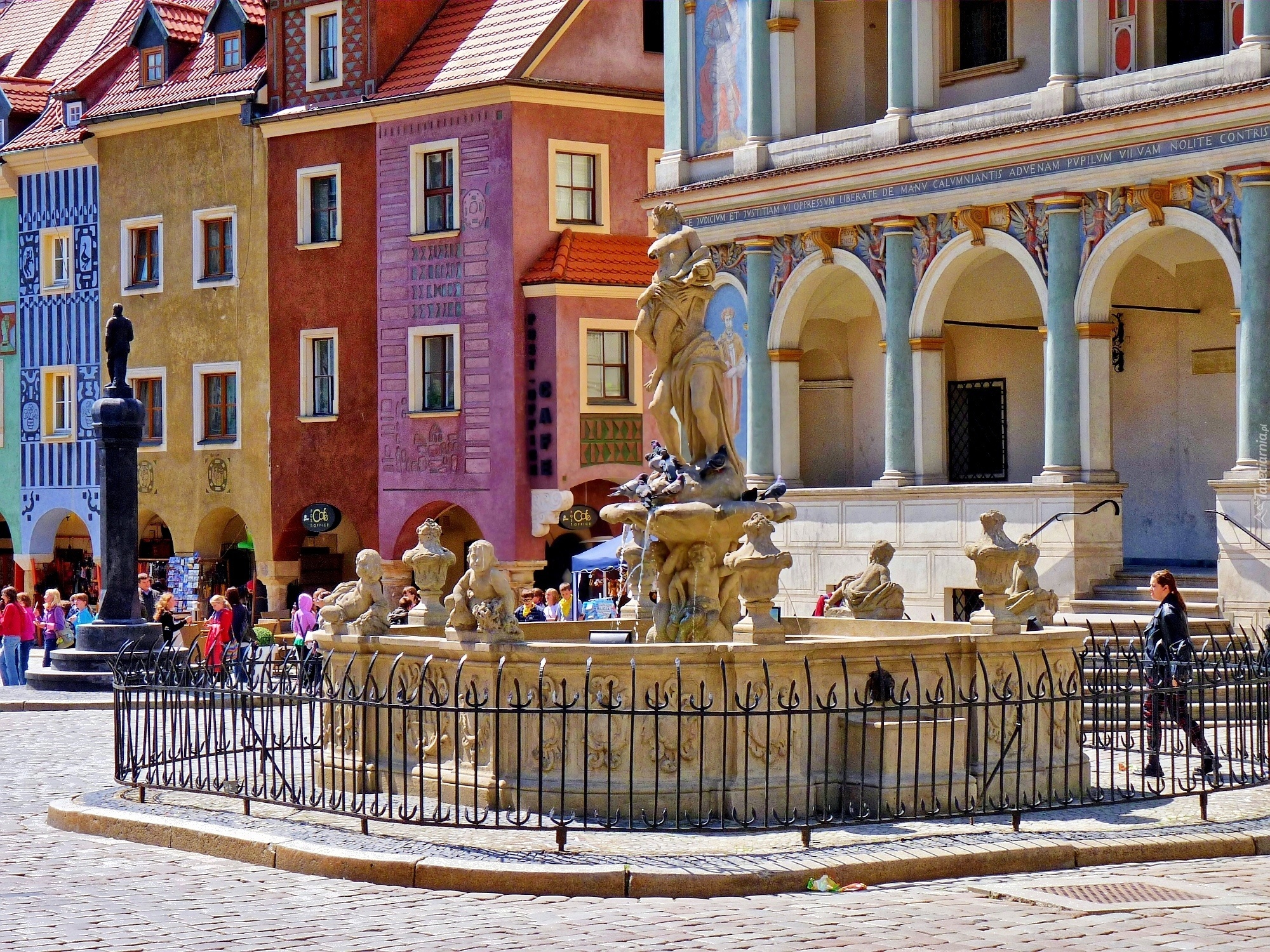 Fontanna, Kamieniczki, Stary, Rynek, Poznań