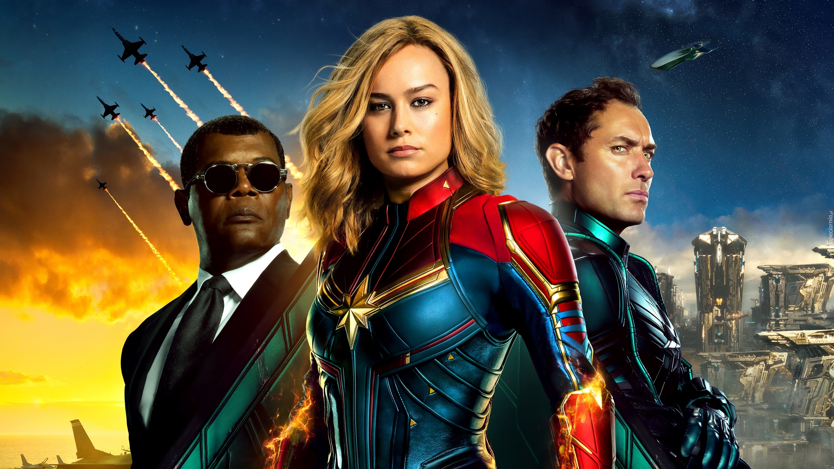 Film, Kapitan Marvel, Captain Marvel, Aktorka, Brie Larson, Aktorzy,  Samuel L. Jackson, Jude Law