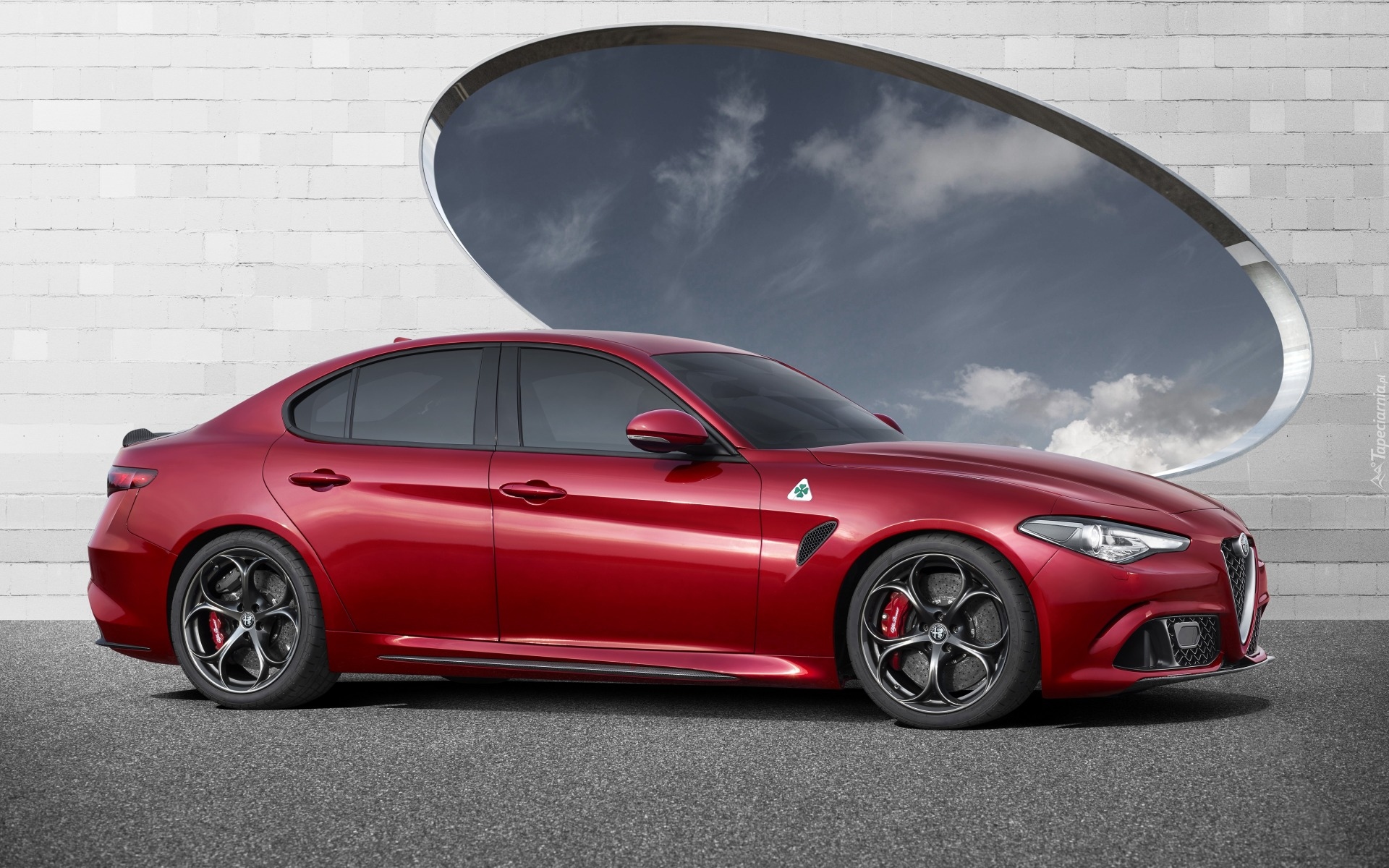 Czerwone, Alfa Romeo Giulia, Sportowy, Sedan, 2016