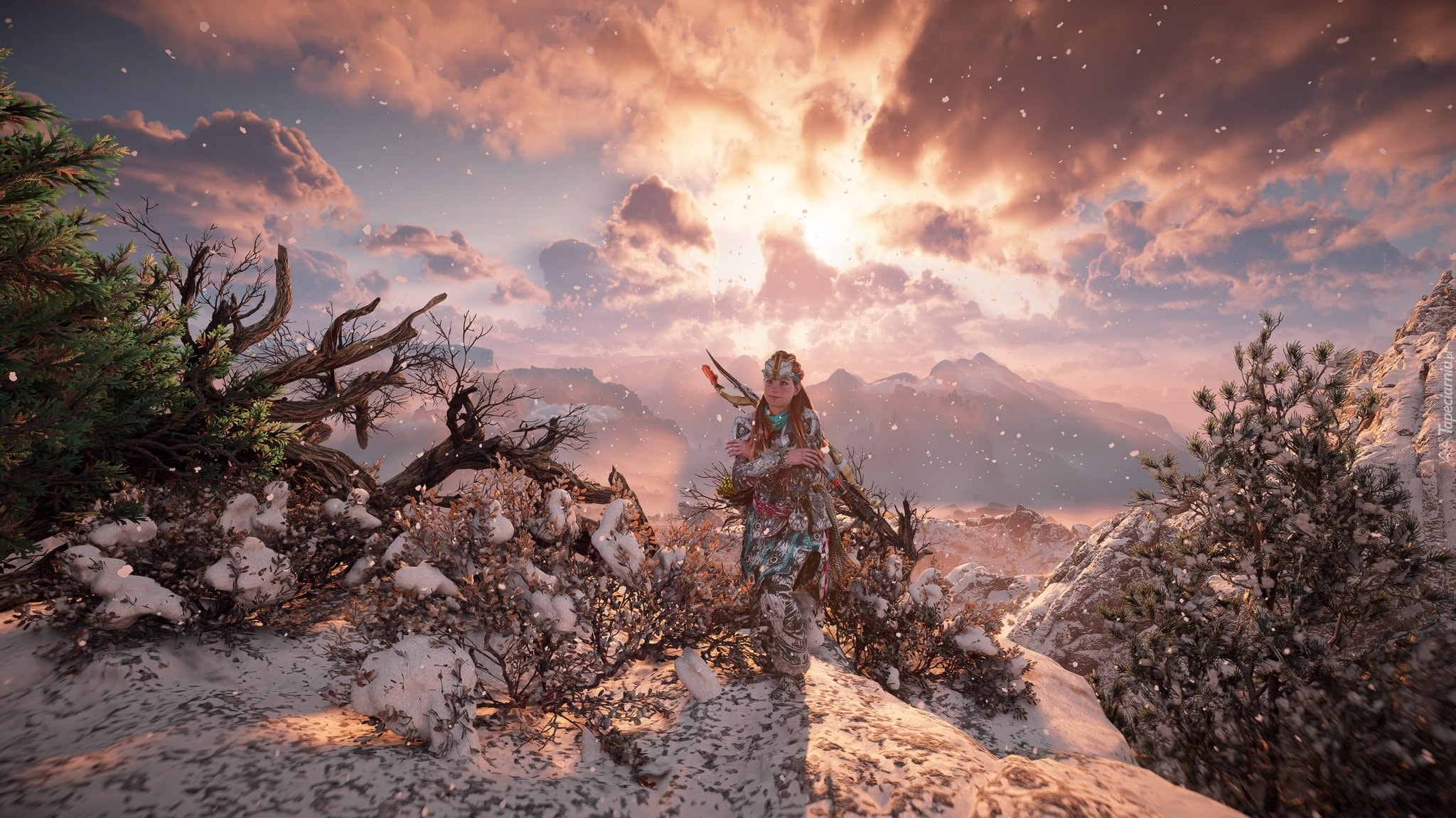 Gra, Horizon Zero Dawn, Dziewczyna, Aloy, Góry