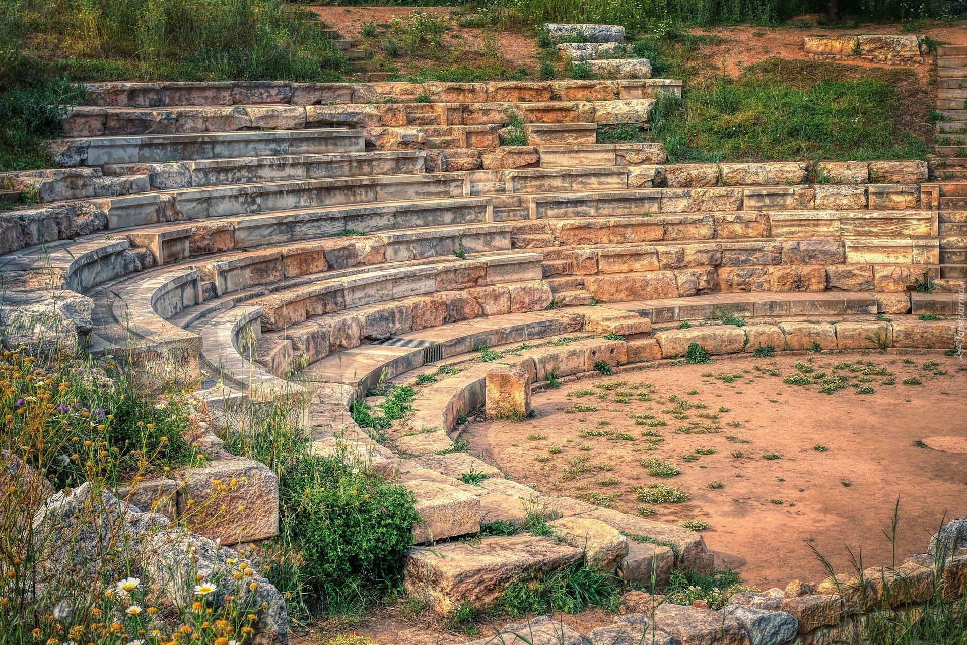 Amfiteatr, Ancient Theater of Aptera, Kamienie, Ruiny, Kreta, Grecja