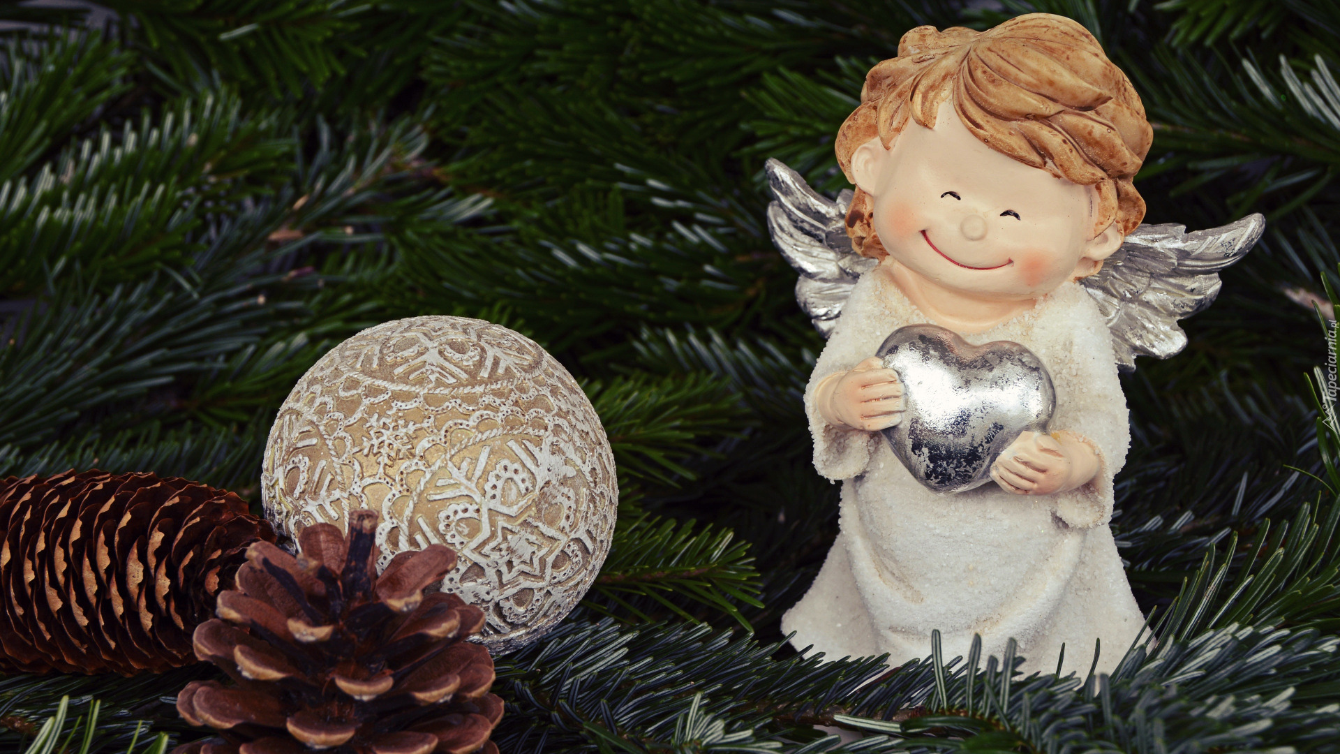 Dekoracja, Szyszka, Kula, Anioł, Serce