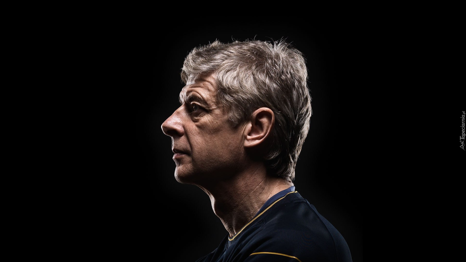 Mężczyzna, Portret, Profil, Arsene Wenger, Trener, Piłkarz, Czarne tło