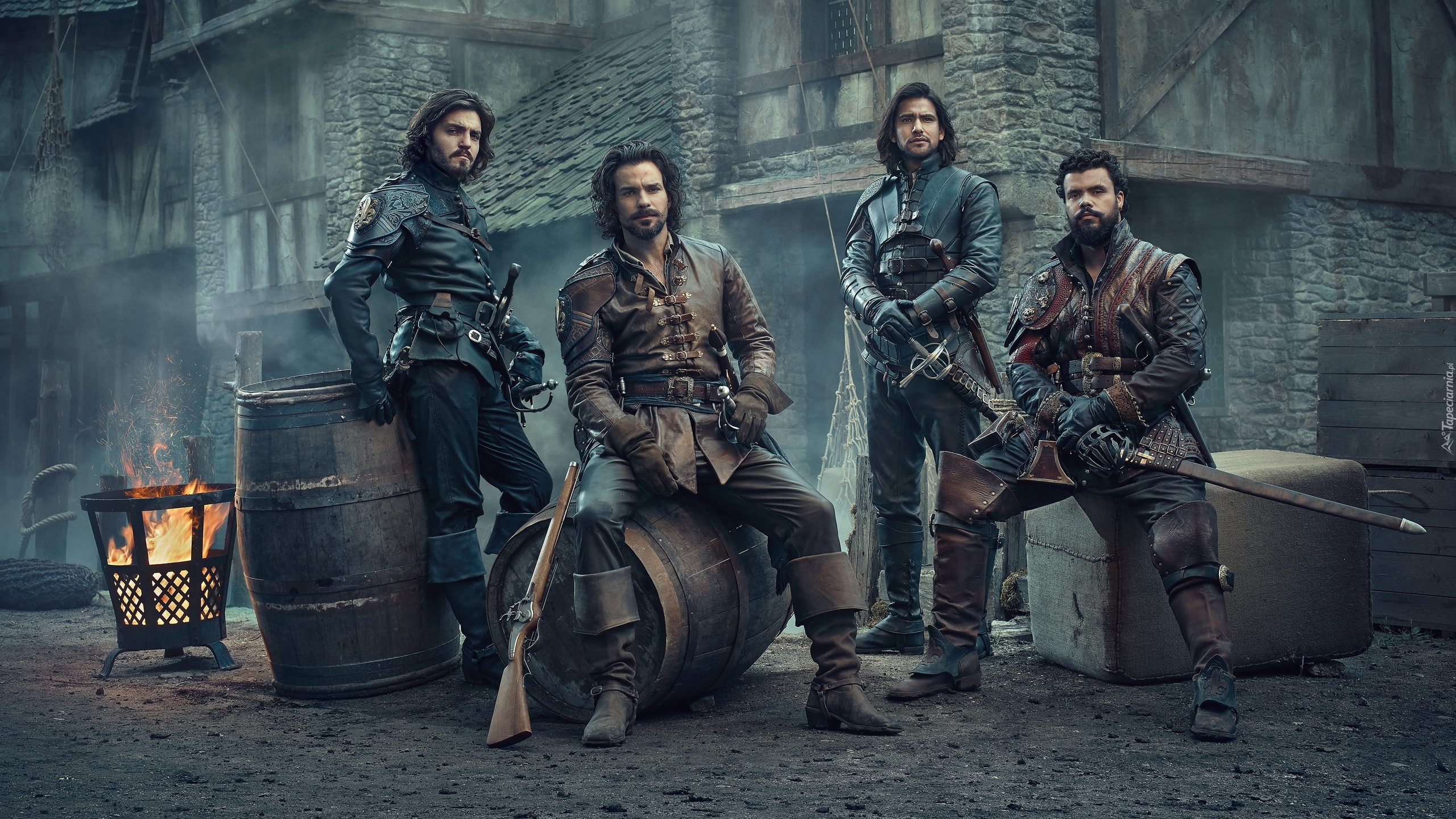 Serial, Muszkieterowie, The Musketeers, Atos, Tom Burke, Aramis, Santiago Cabrera, D Artagnan, Luke Pasqualino, Portos, Howard Charles