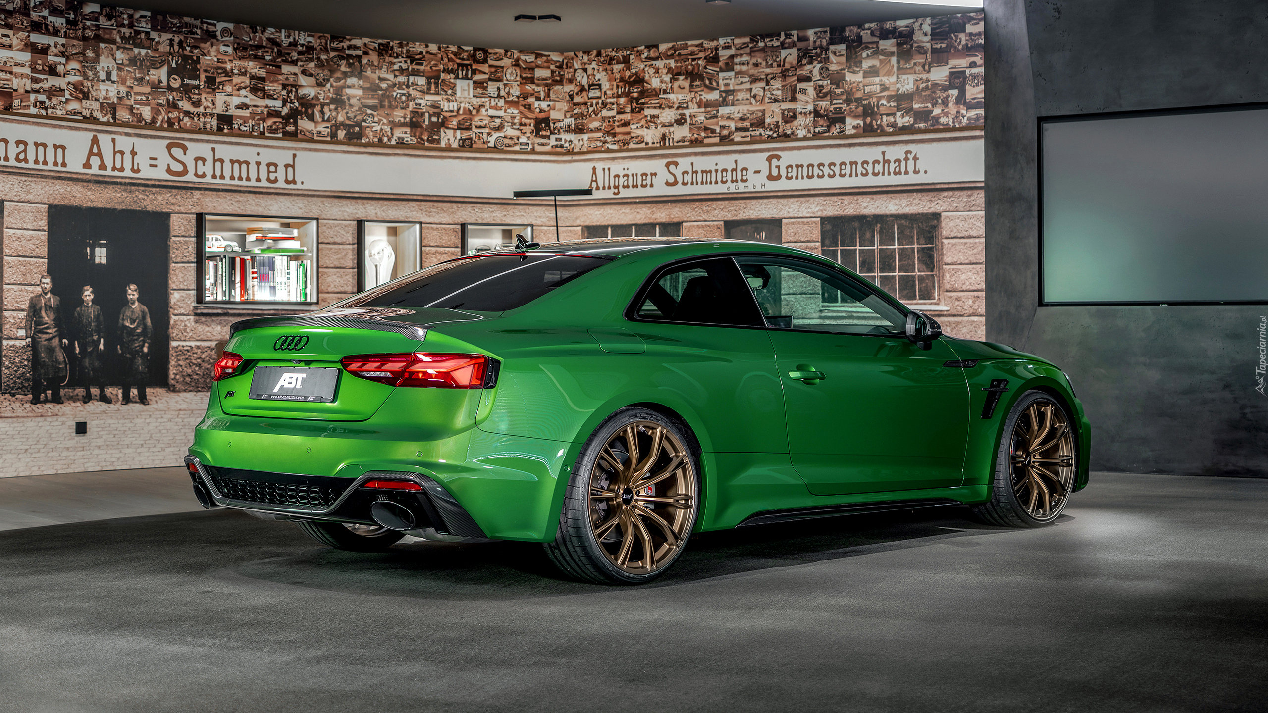 Zielone, Audi RS5, ABT, Coupe, Tył, Bok
