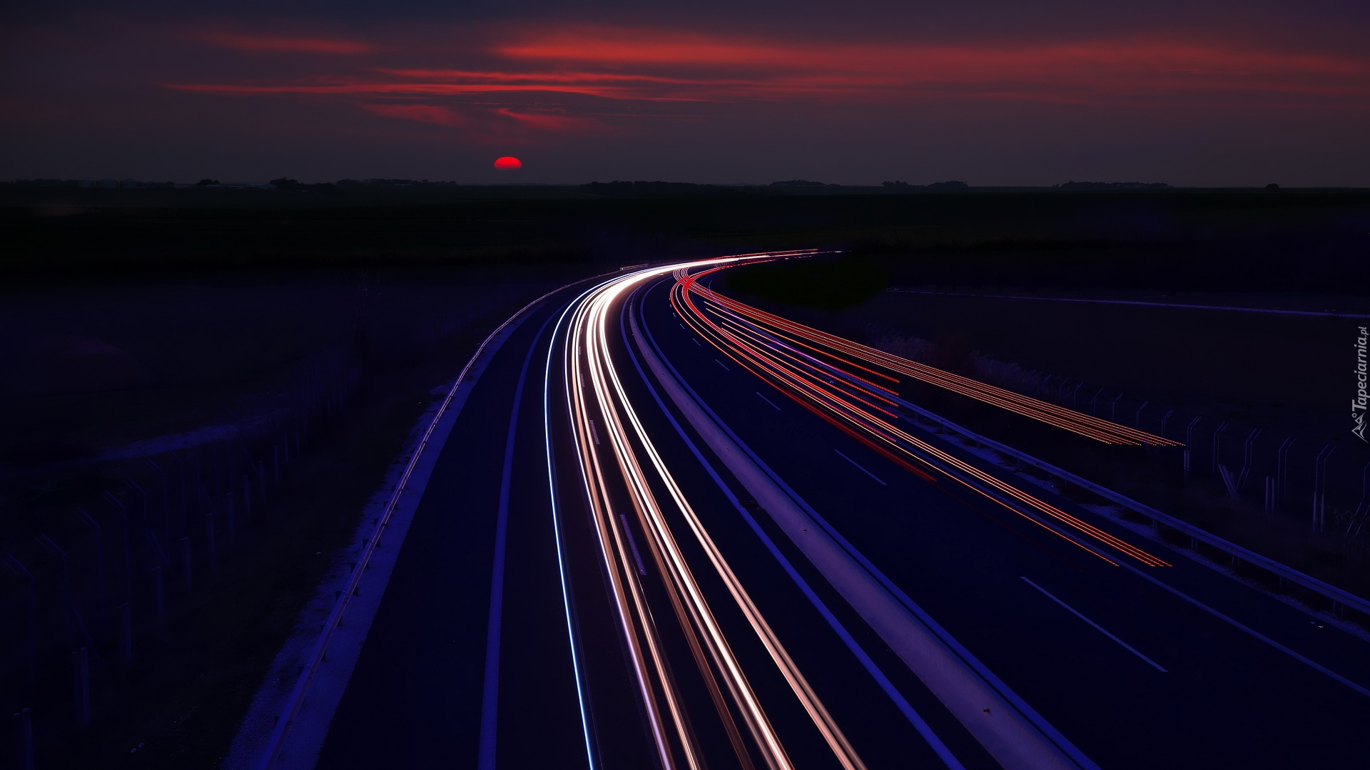 Droga, Autostrada, Noc, Światła