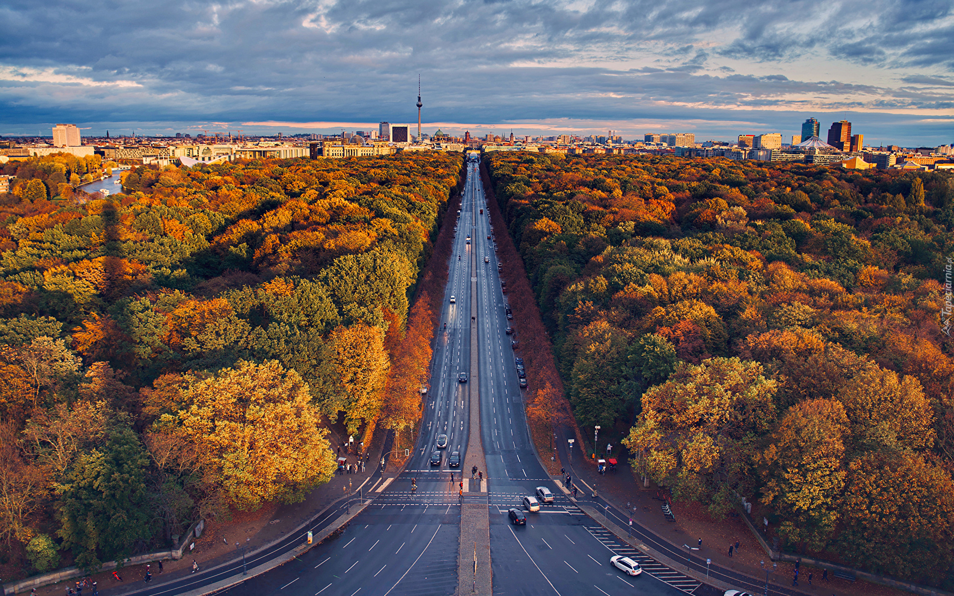 Jesień, Autostrada, Droga, Drzewa, Las, Berlin, Niemcy