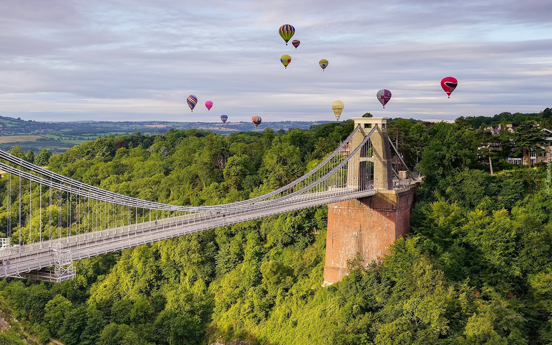 Anglia, Bristol, Balony, Niebo, Most, Clifton Suspension Bridge, Las