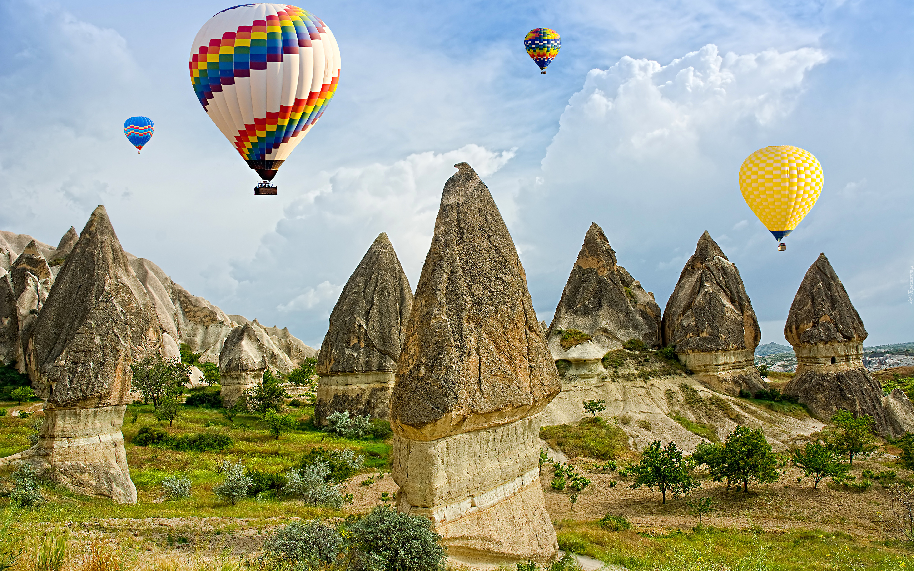 Stożkowate, Skały, Balony, Park Narodowy Goreme, Kapadocja, Turcja