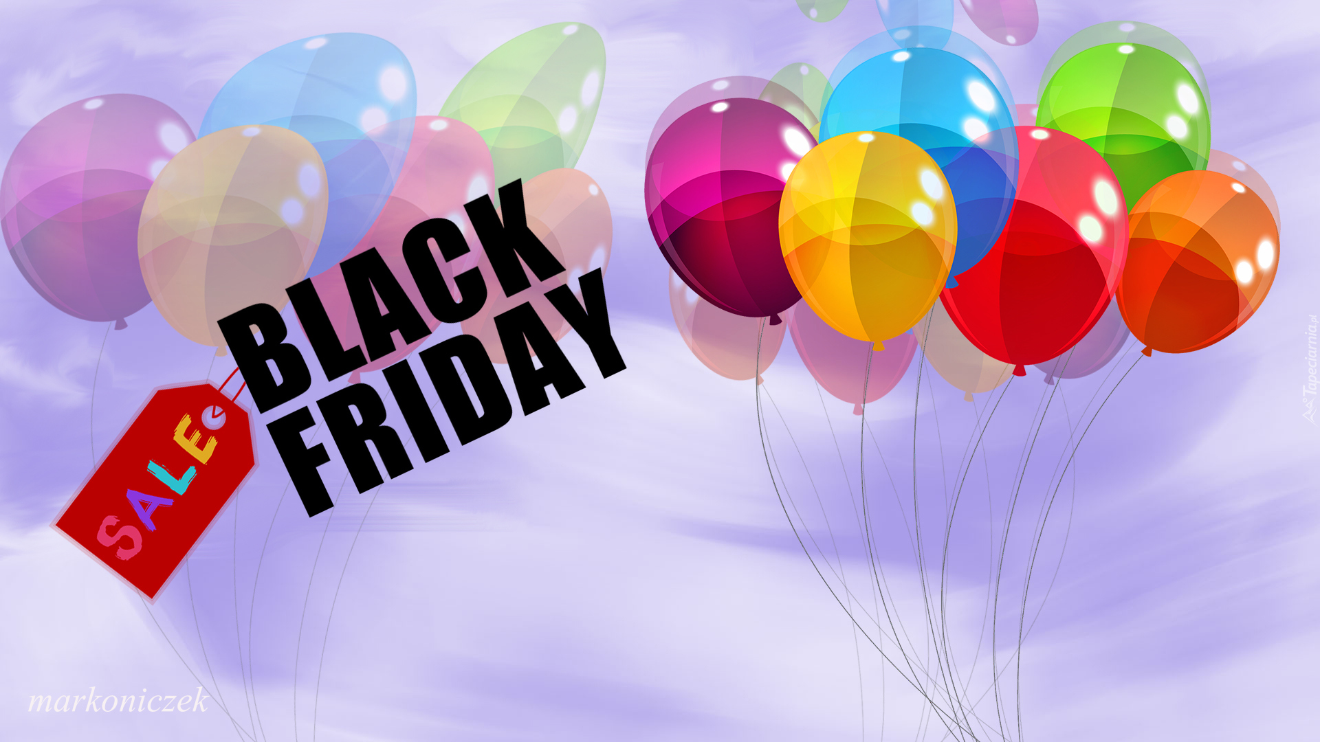 Napis, Black Friday, Balony, Grafika