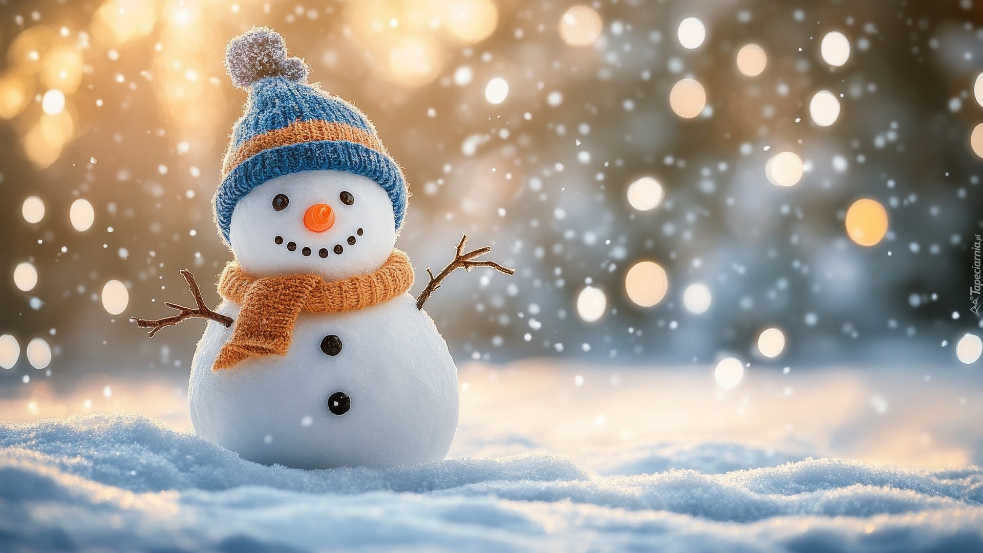 Zima, Bałwan, Czapka, Szal