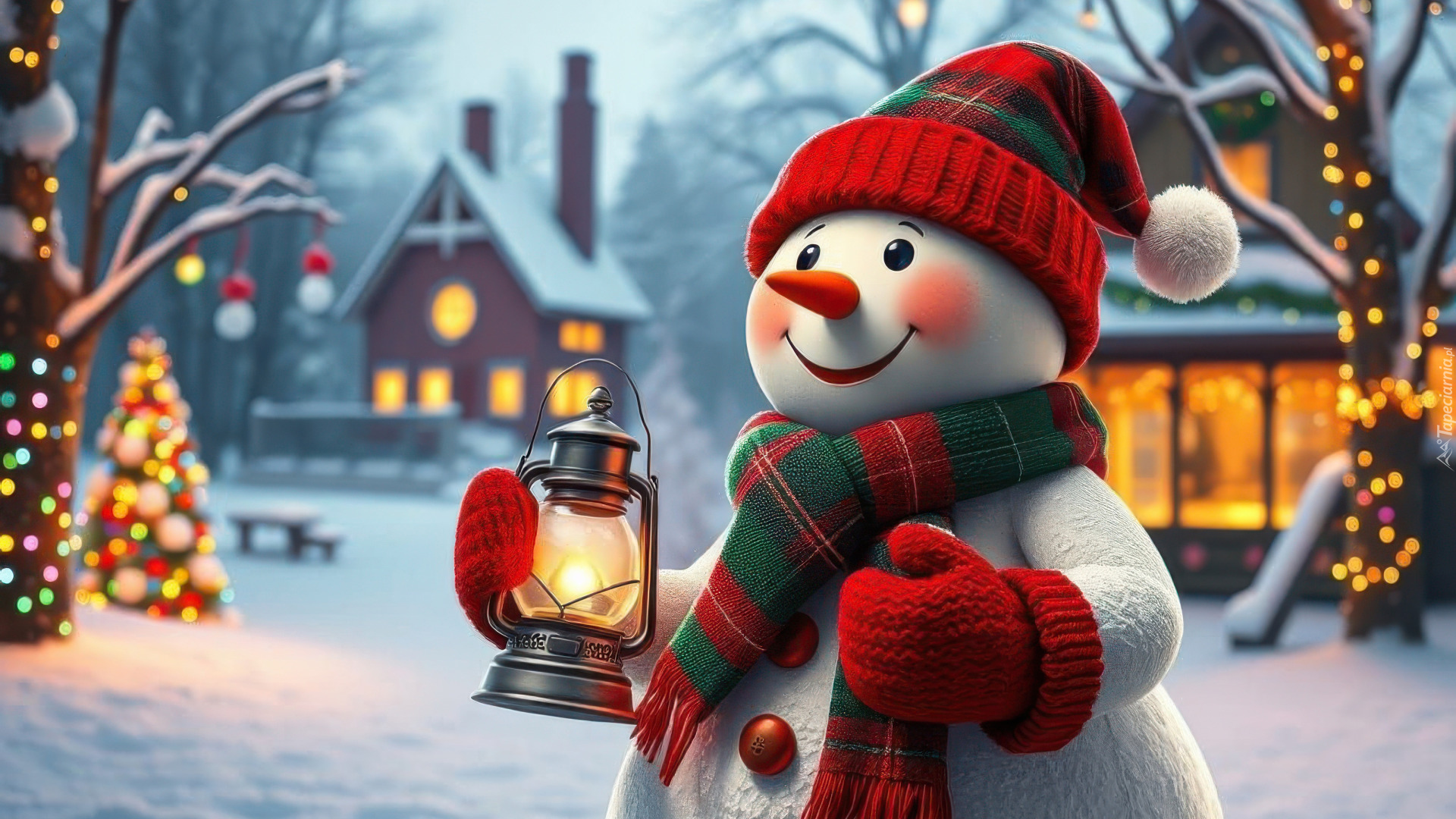 Bałwanek, Czapka, Szalik, Lampion