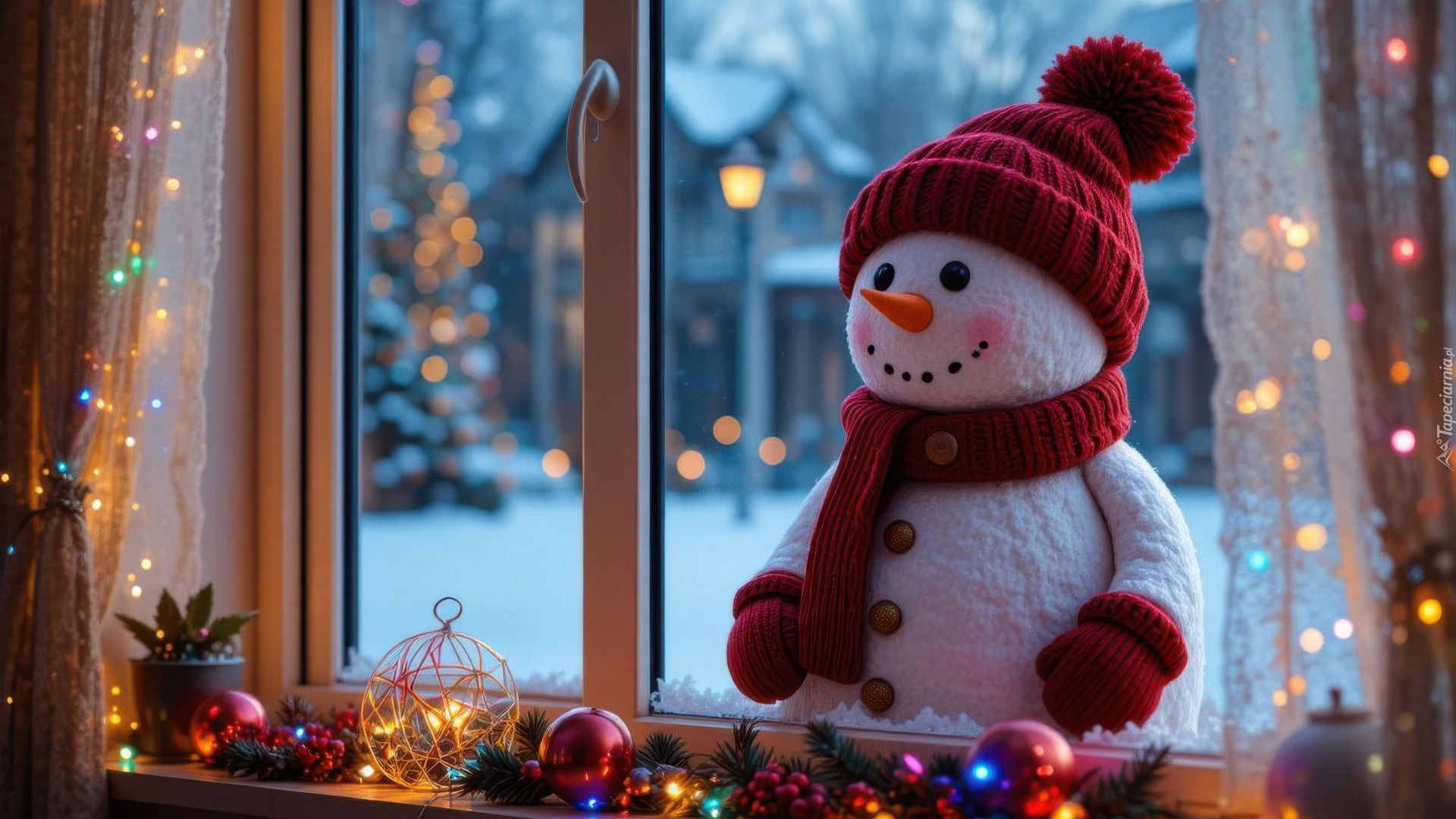 Bałwanek, Czapka, Szalik, Okno, Dekoracje