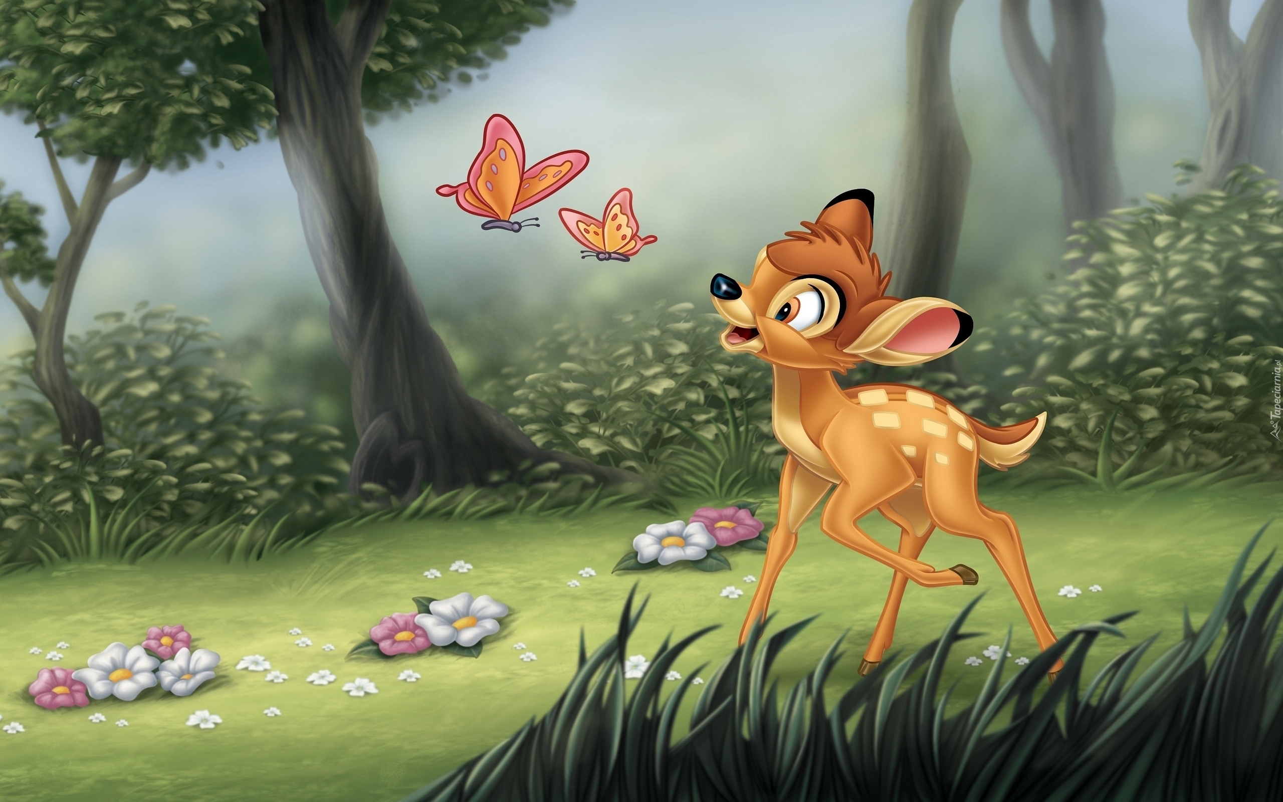 Bajka, Filma animowany, Bambi, Las, Mgła, Motyle