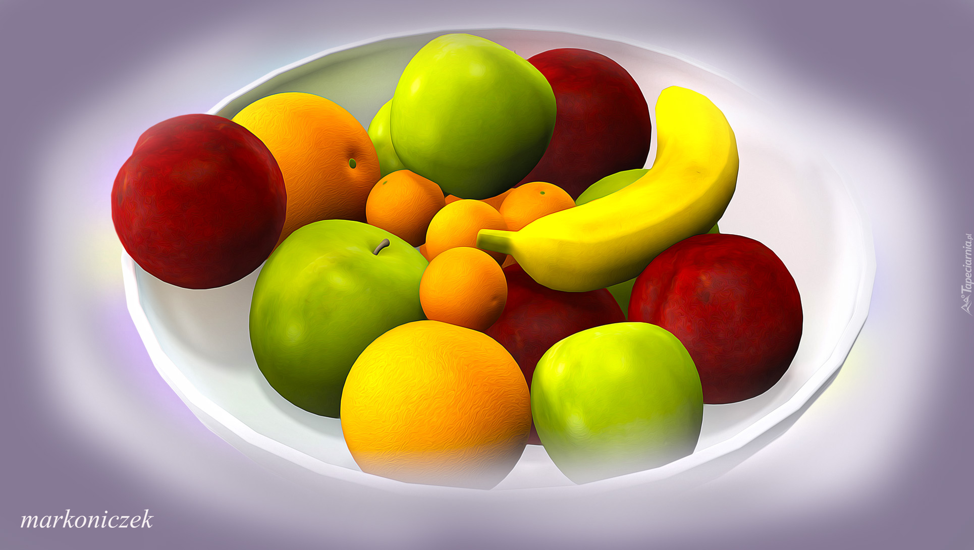 Owoce, Banan, Jabłka, Pomarańcze, 2D