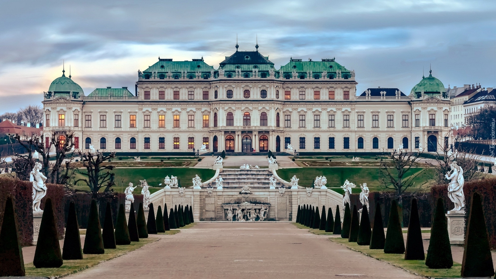 Pałac, Belweder, Aleja, Park, Wiedeń, Austria