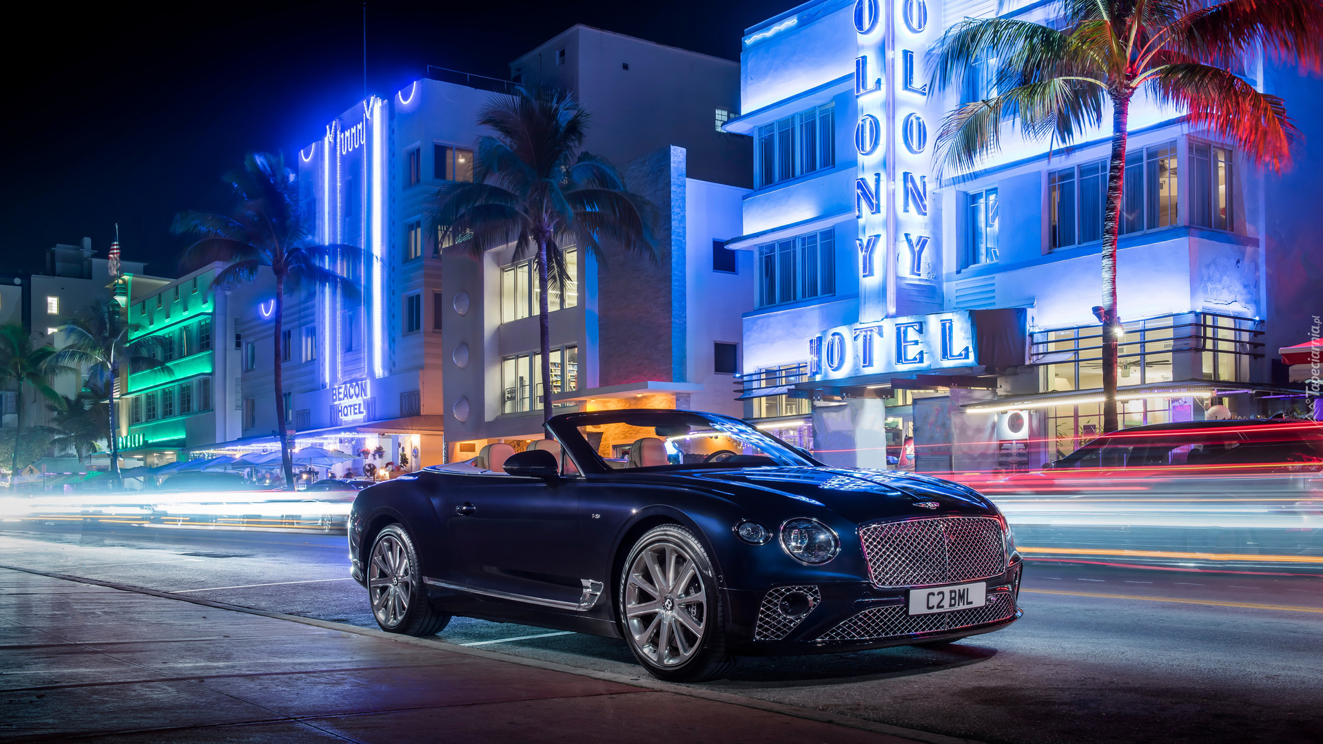 Bentley Continental GT V8, Cabrio, Ulica, Domy, Noc