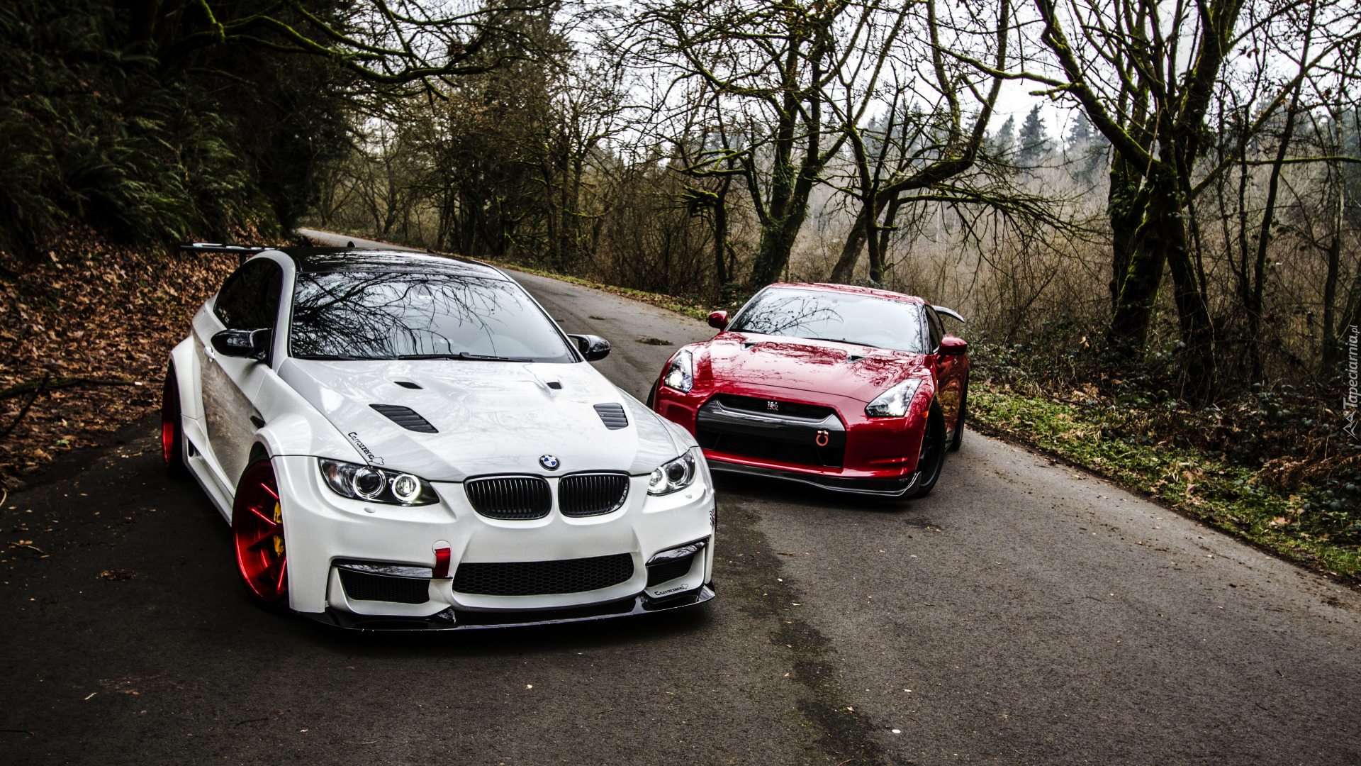 Białe, BMW M3 E92, Czerwony, Nissan GTR