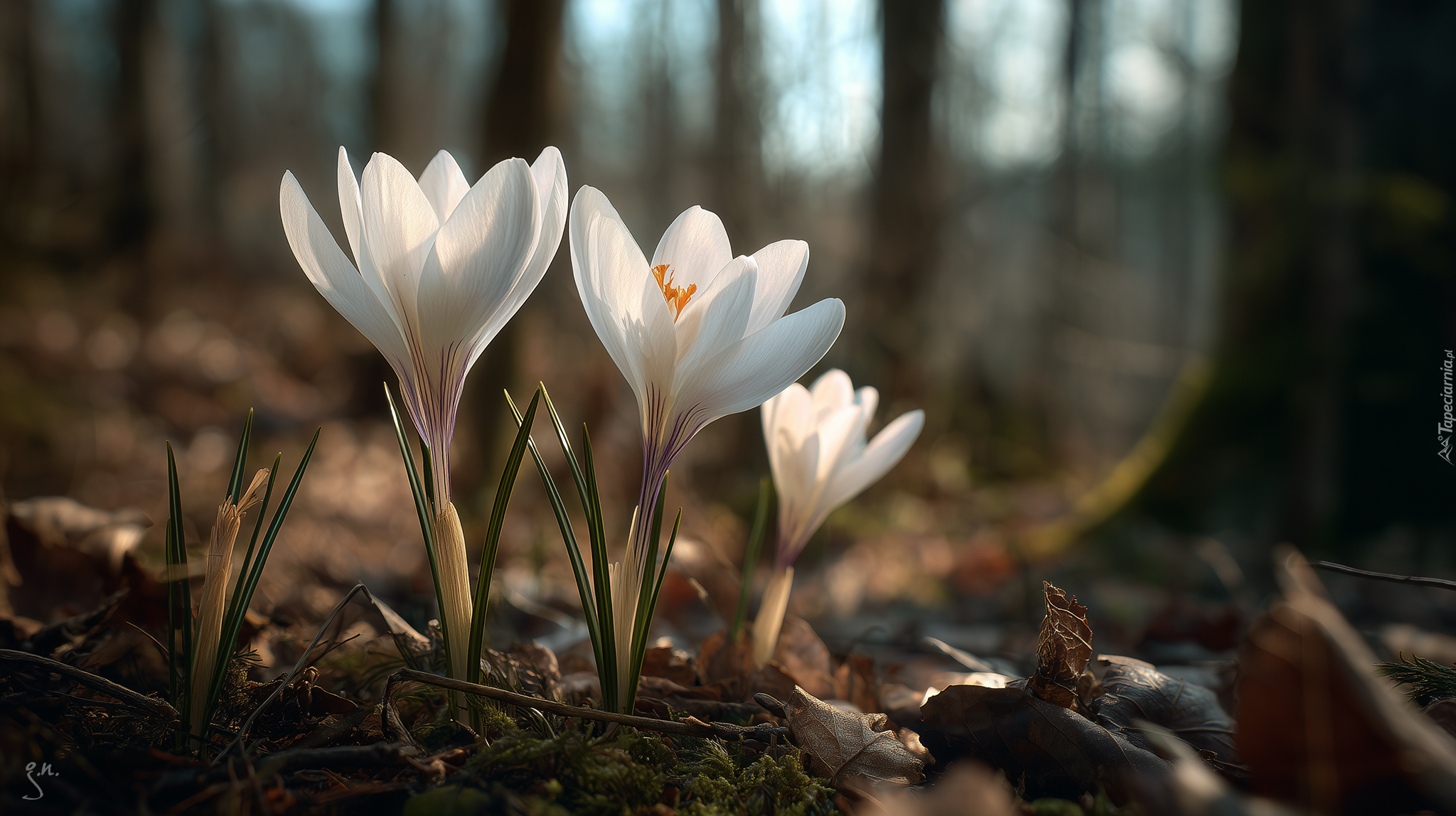 Białe, Krokusy, Grafika AI