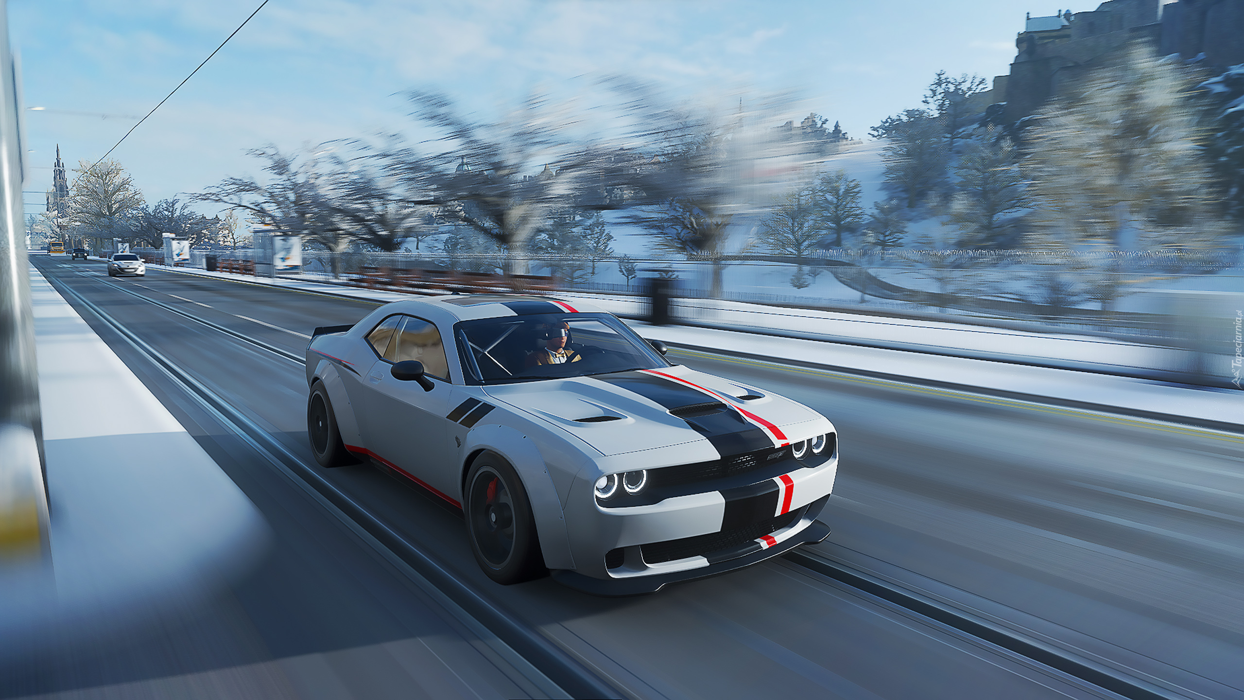 Gra, Forza Horizon 4, Samochód, Dodge Challenger, Biały, Droga