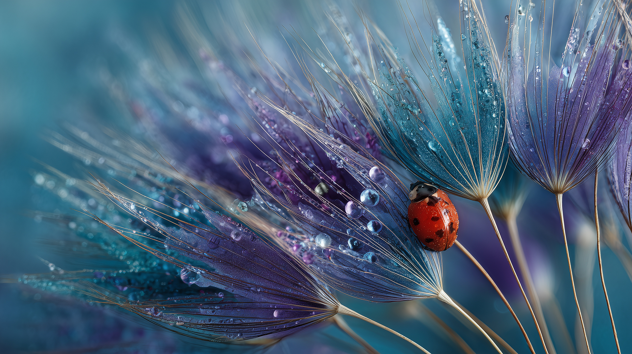 Biedronka, Mokre, Dmuchawce, Krople, Grafika AI