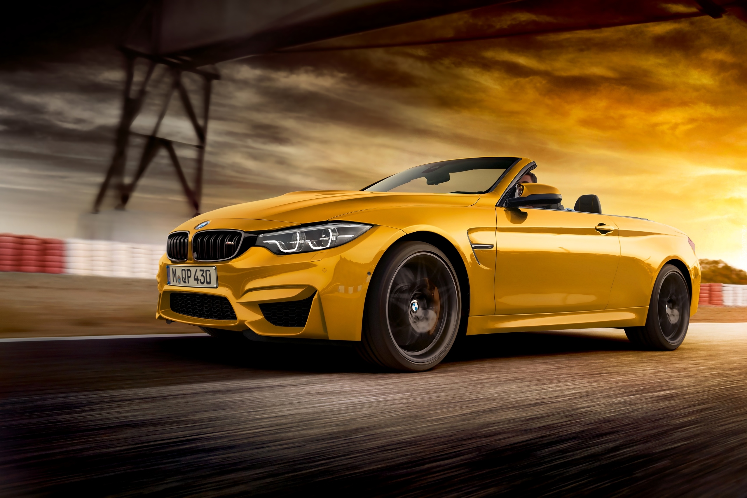 Żółte, BMW M4 Cabrio, 2018