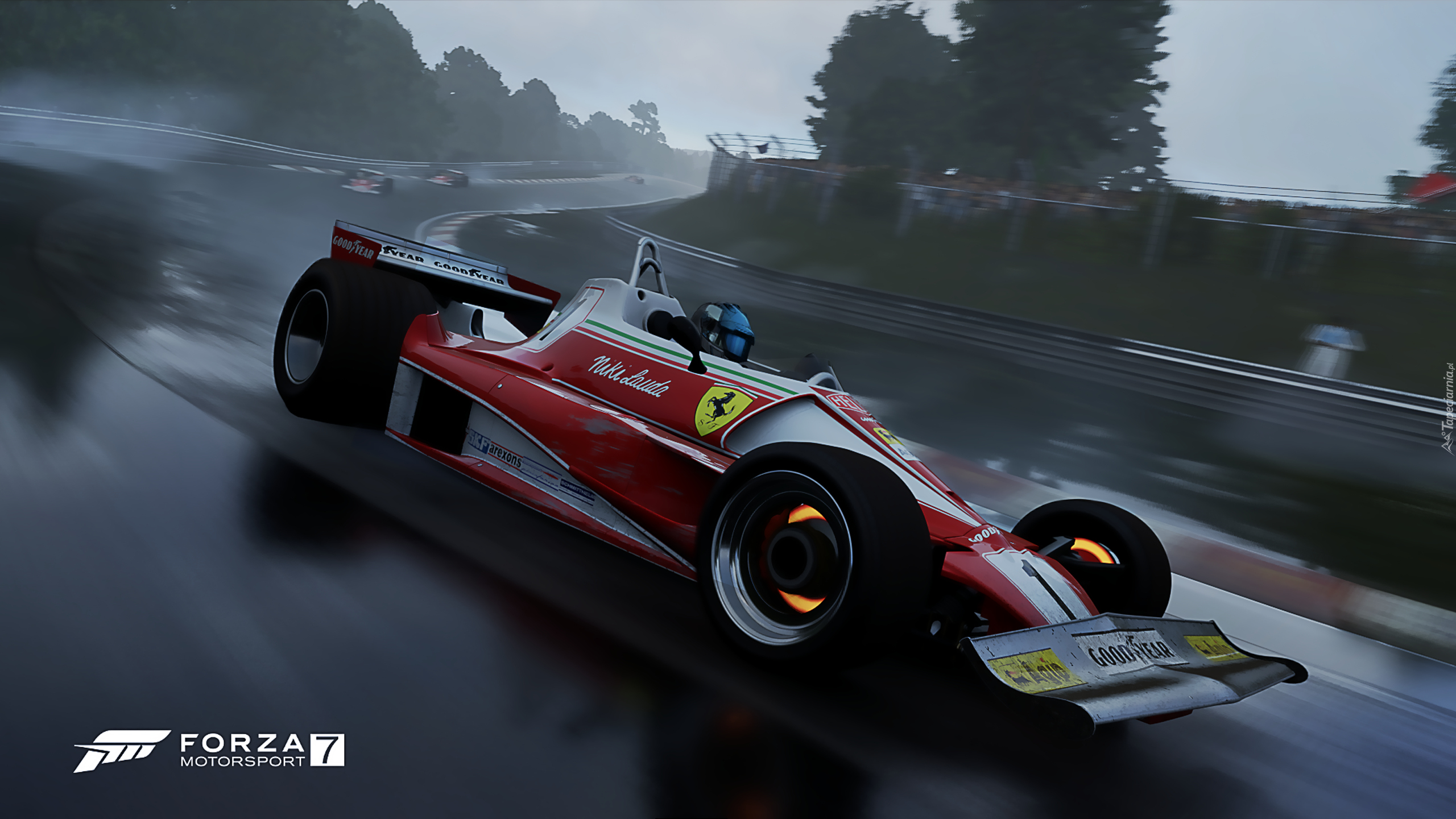 Forza Motorsport 7, Bolid, Ferrari, Formuła 1, Czerwone, Bok, Tor, Deszcz, Wyścig