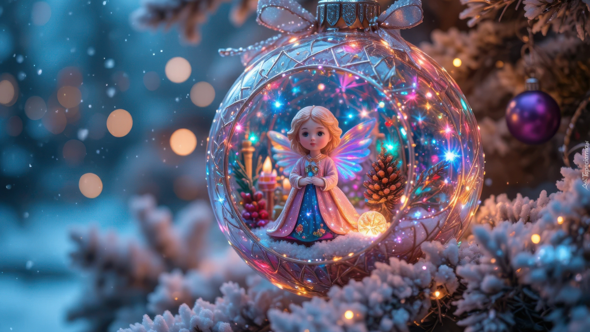 Boże Narodzenie, Bombka, Aniołek, Choinka