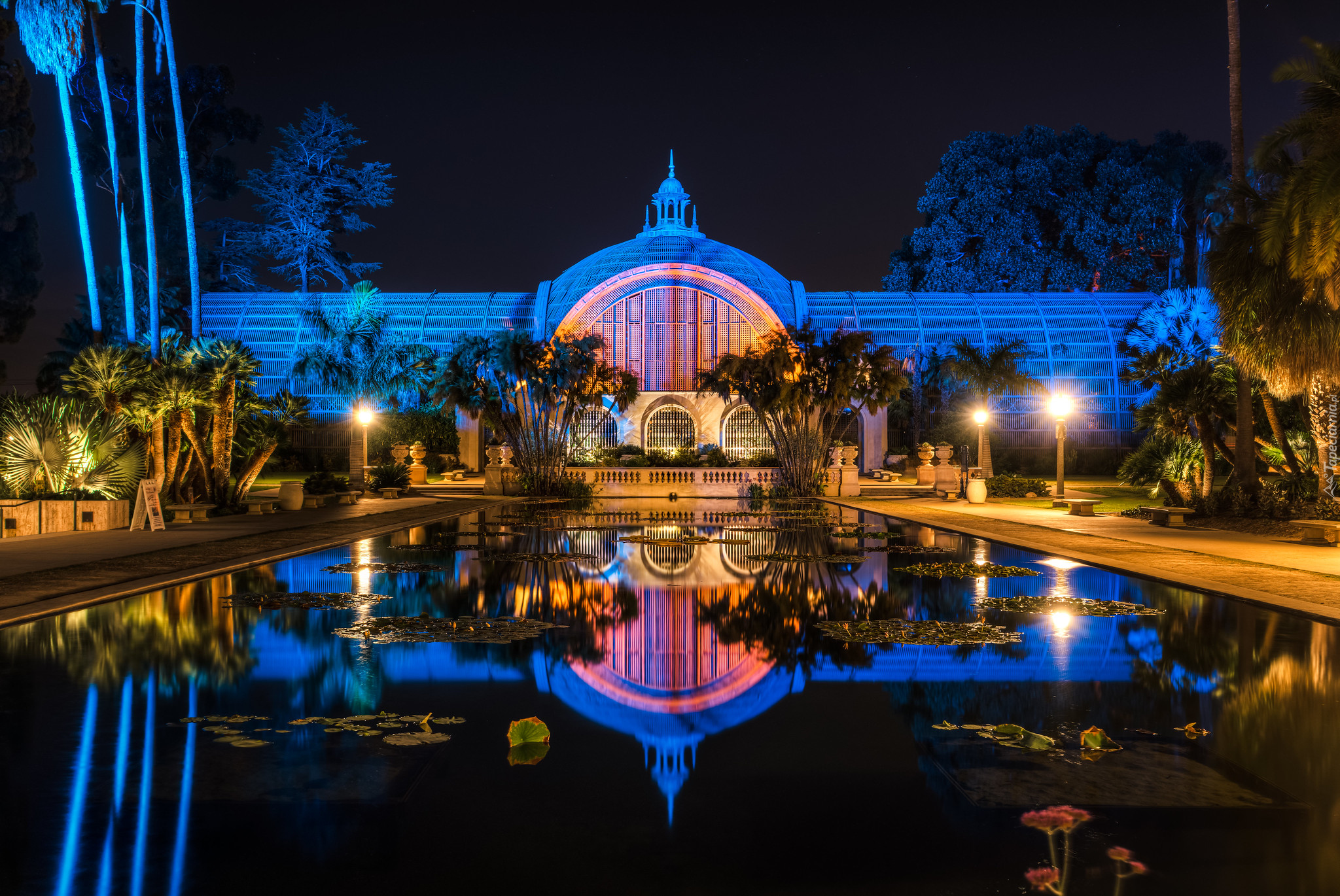 Budynek botaniczny, Botanical Building and Lily Pond, Park Balboa, San Diego, Stany Zjednoczone