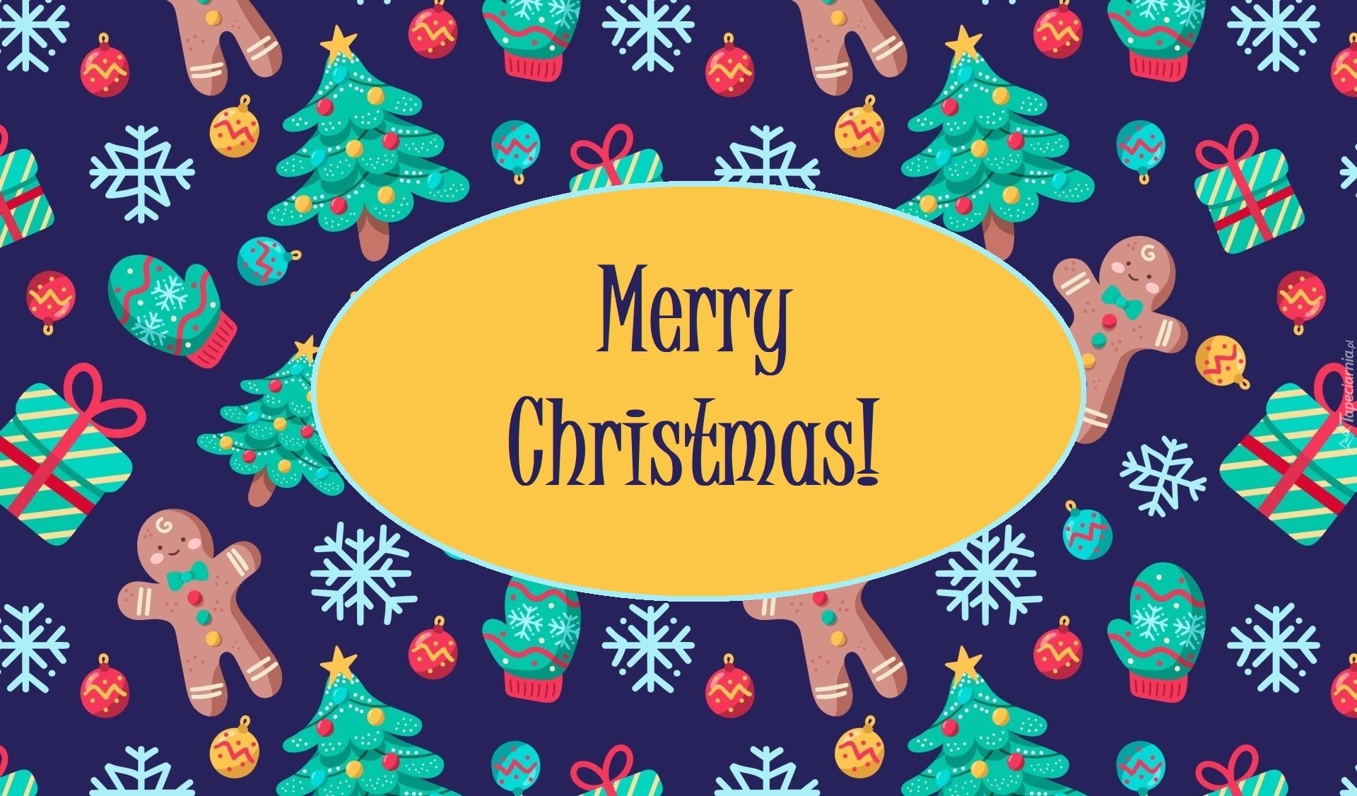 Boże Narodzenie, Pierniczki, Choinki, Gwiazdki, Napis, Merry Christmas, Grafika