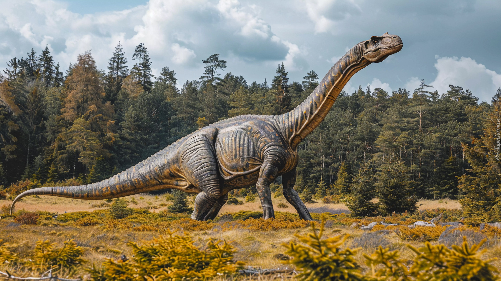Dinozaur, Brachiozaur, Drzewa, Grafika