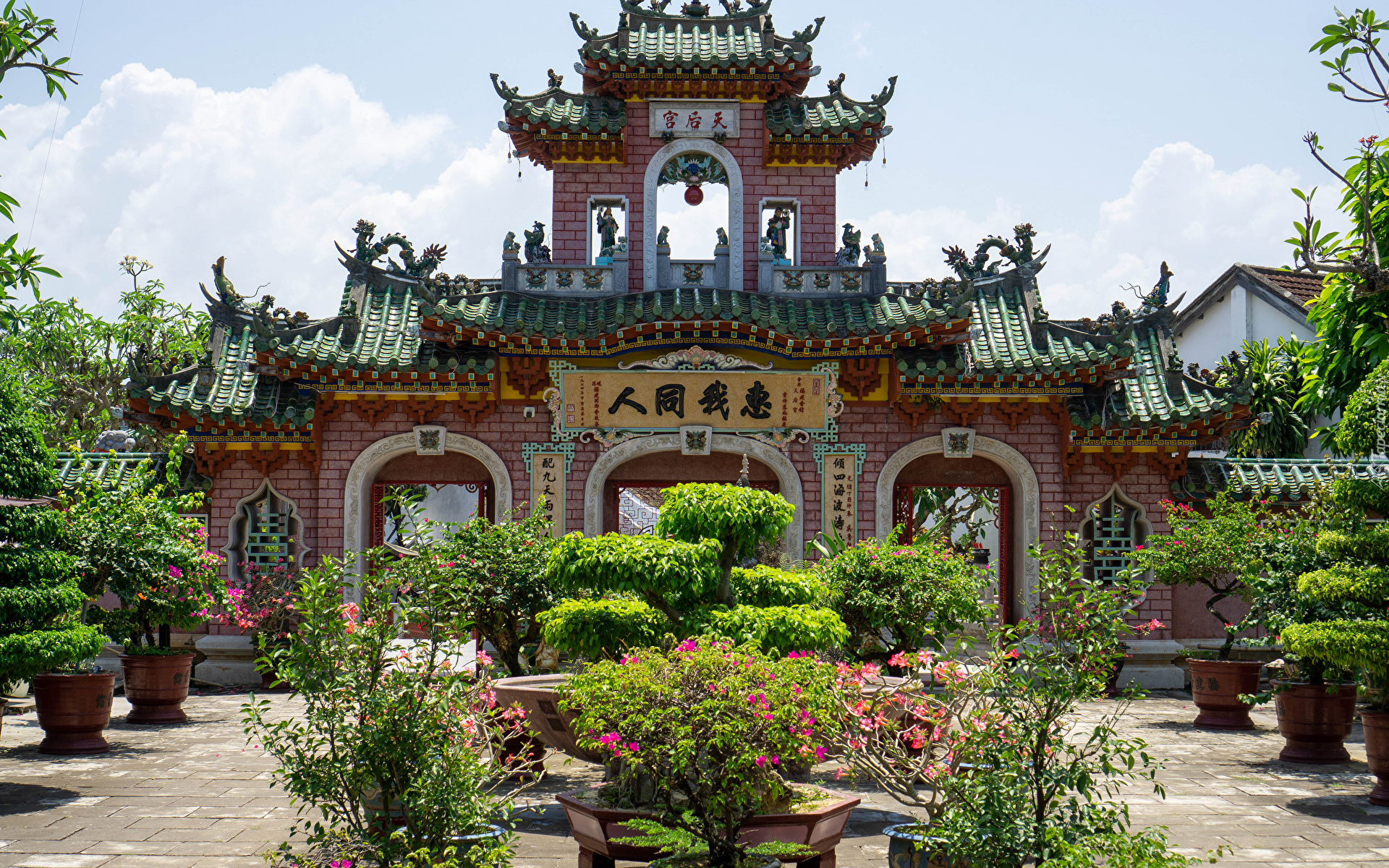 Brama, Świątynia, Quan Cong Temple, Ogród, Hoi An, Wietnam