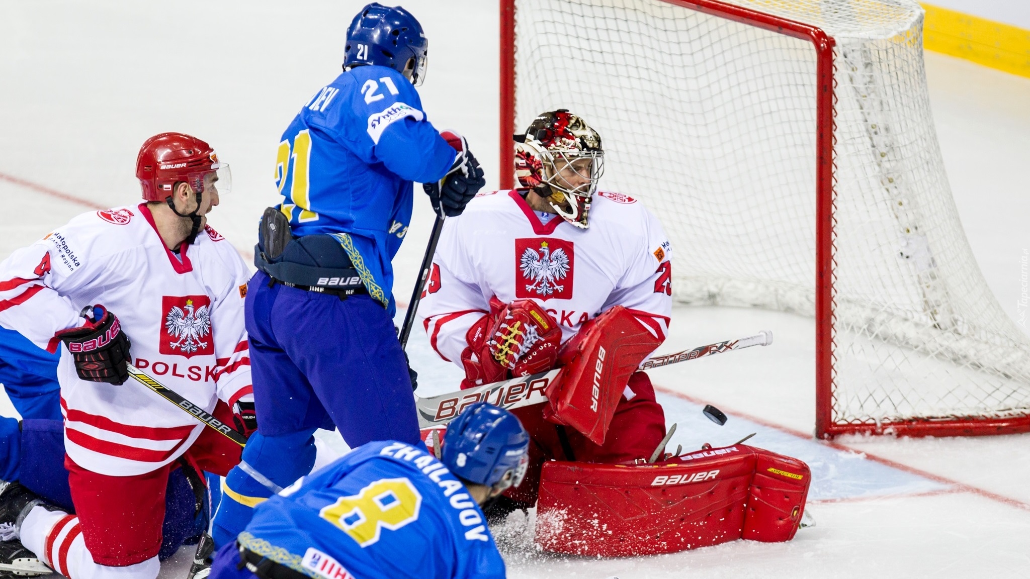 Hokej, Bramkarz, Rafał Radziszewski, Zawodnicy, Bramka, Mecz, Mistrzostwa Świata, Polska-Kazachstan, 2015