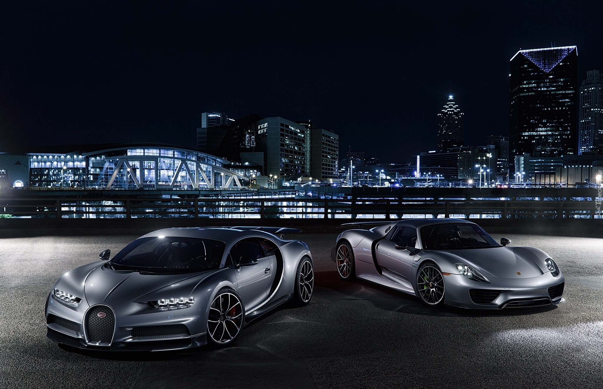 Bugatti Chiron, 2016, Porsche 918 Spyder, 2013-2015, Noc, Miasto