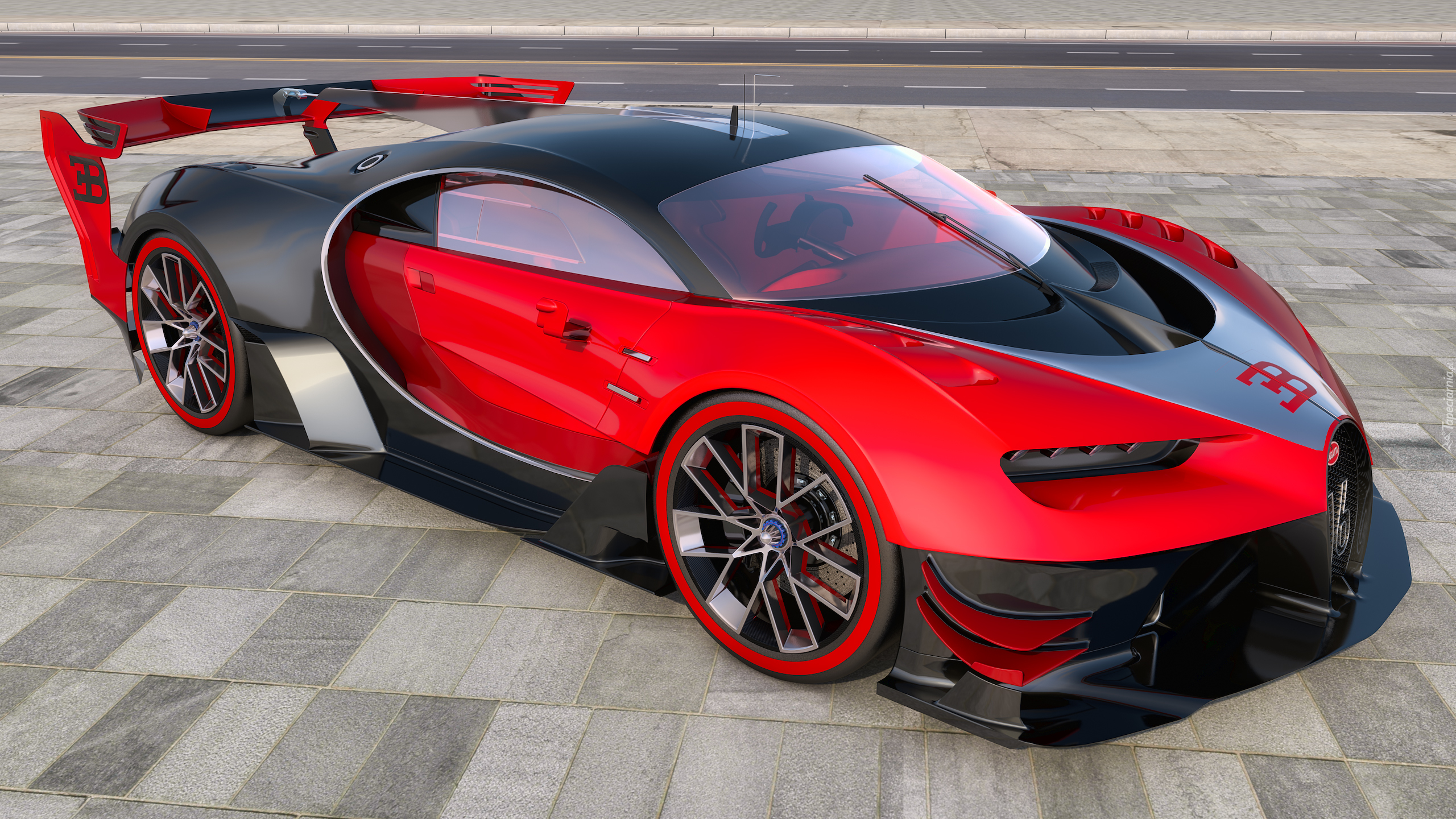 Czerwony, Bugatti Vision Gran Turismo, VGT, 2015
