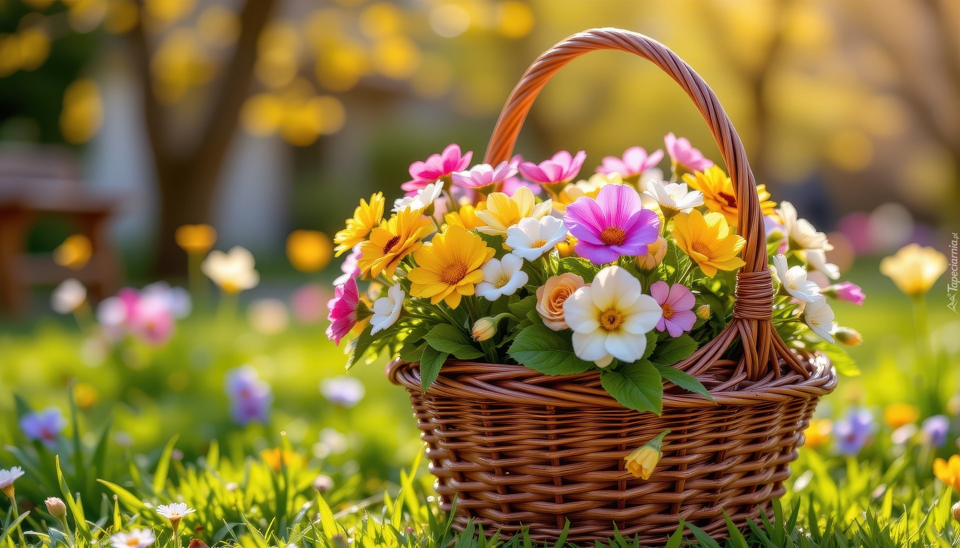 Bukiet, Kwiaty, Kolorowe, Koszyk