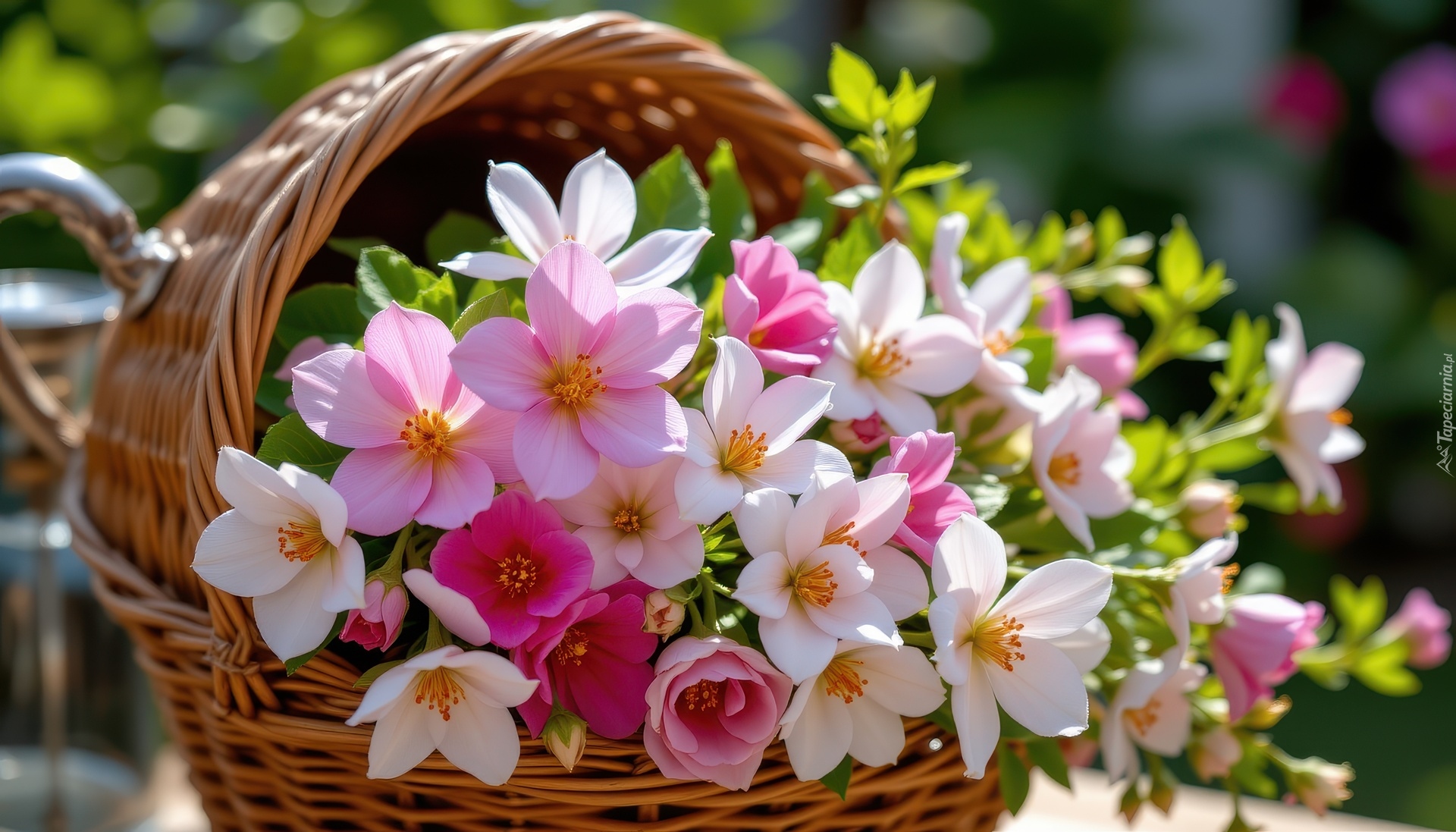 Bukiet, Kwiatów, Koszyk, Grafika AI