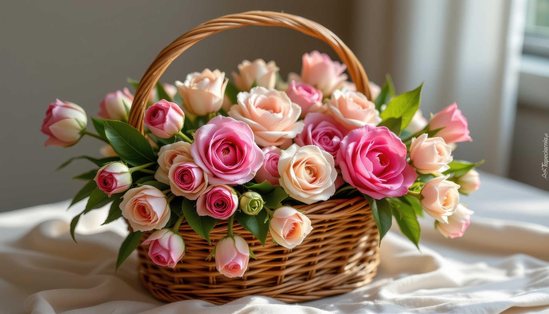 Kwiaty, Róże, Kolorowe, Koszyk