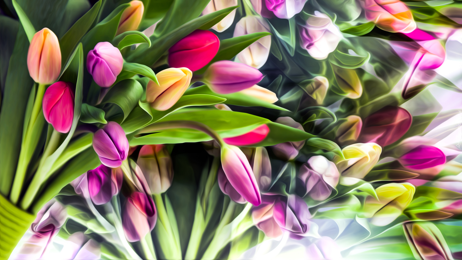 Kwiaty, Kolorowe, Tulipany, Grafika