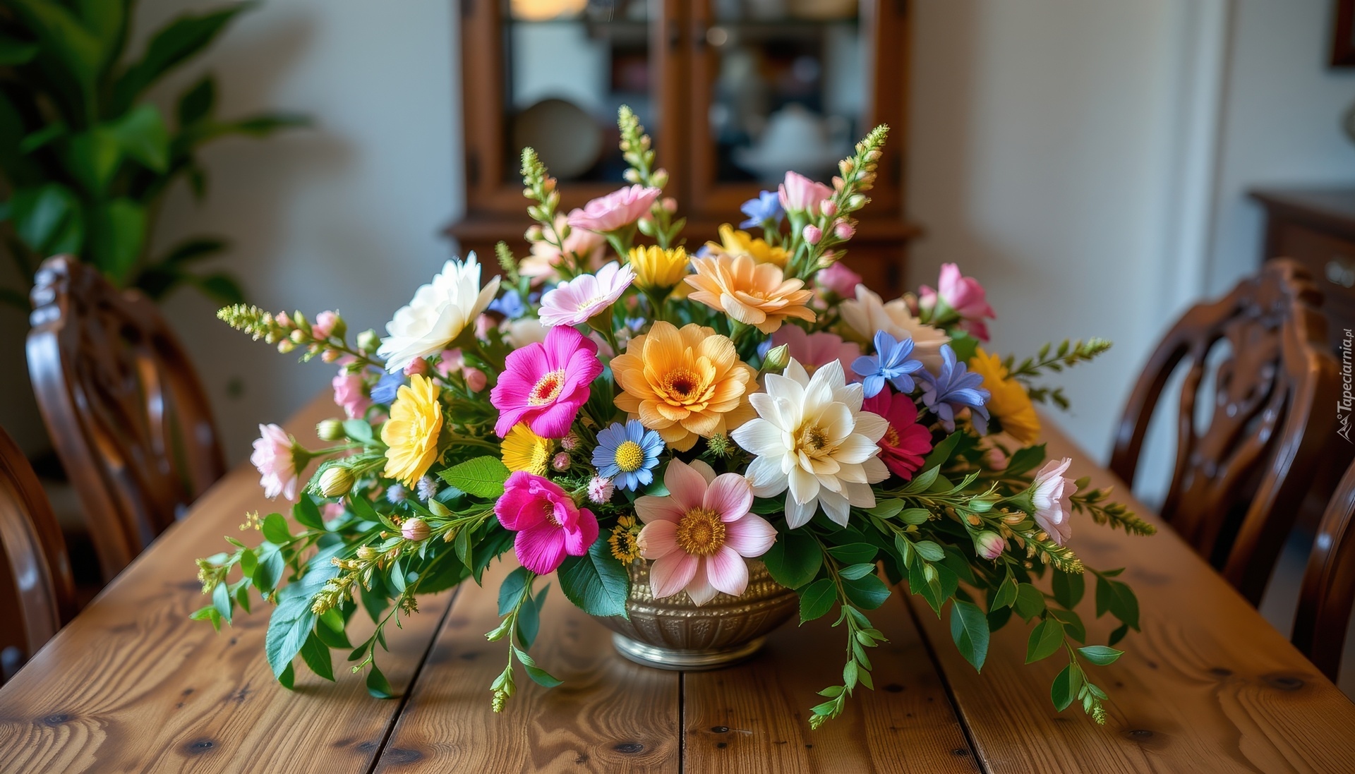 Kwiaty, Bukiet, Stół, Grafika AI
