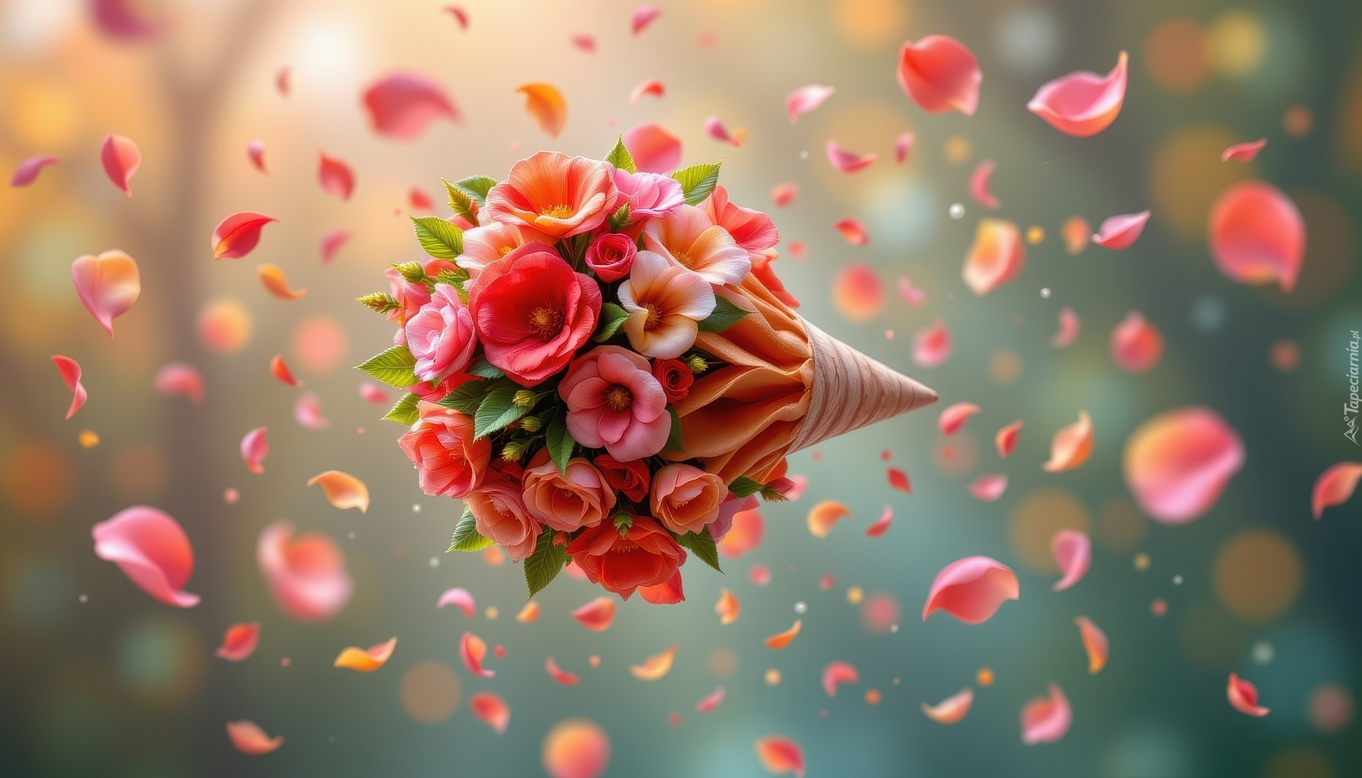 Kwiaty, Płatki, Rożek, AI